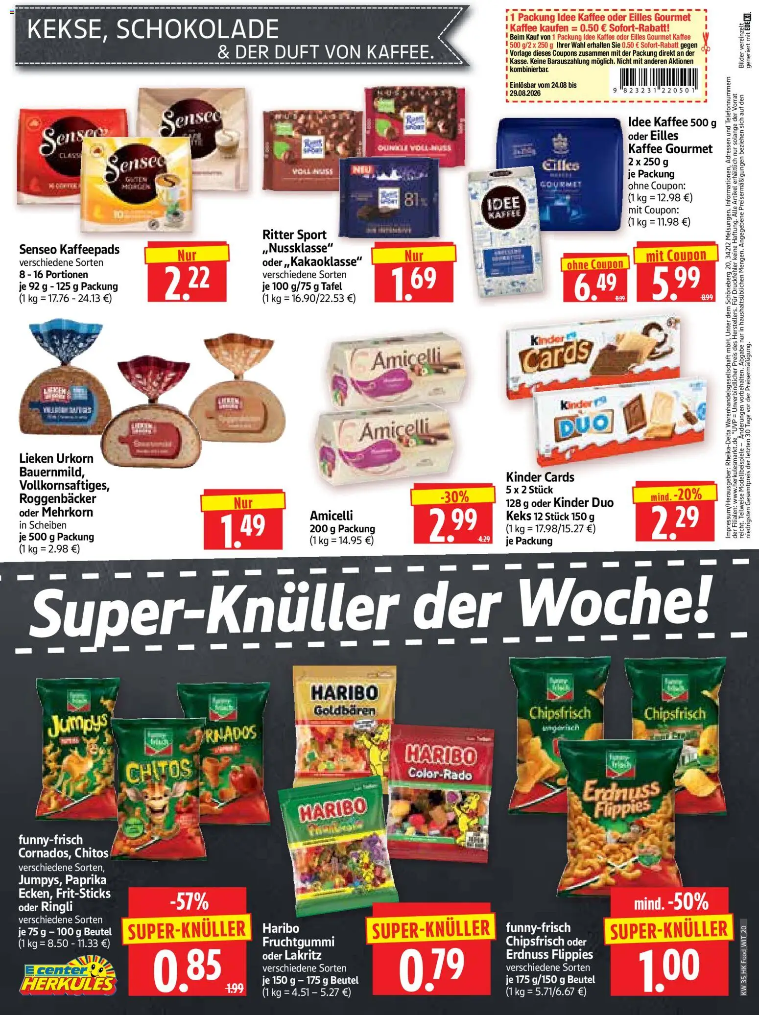 HERKULES Prospekt – gültig ab 24.08.2026 | Seite: 20 | Produkte: Kaffeepads, Kaffee, Ritter sport, Senseo kaffeepads