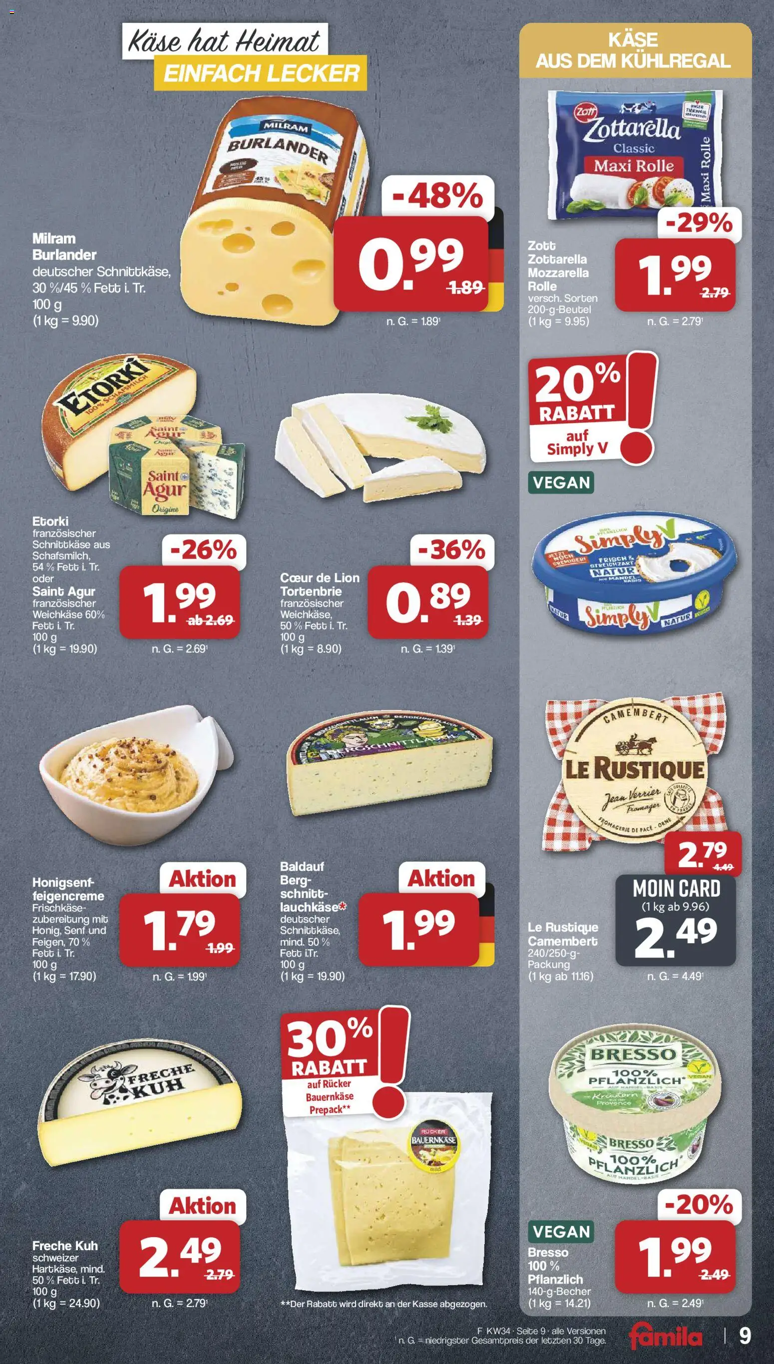 Famila Nordwest Prospekt – gültig ab 17.08.2026 | Seite: 9 | Produkte: Mozzarella, Bresso, Milram, Frischkase
