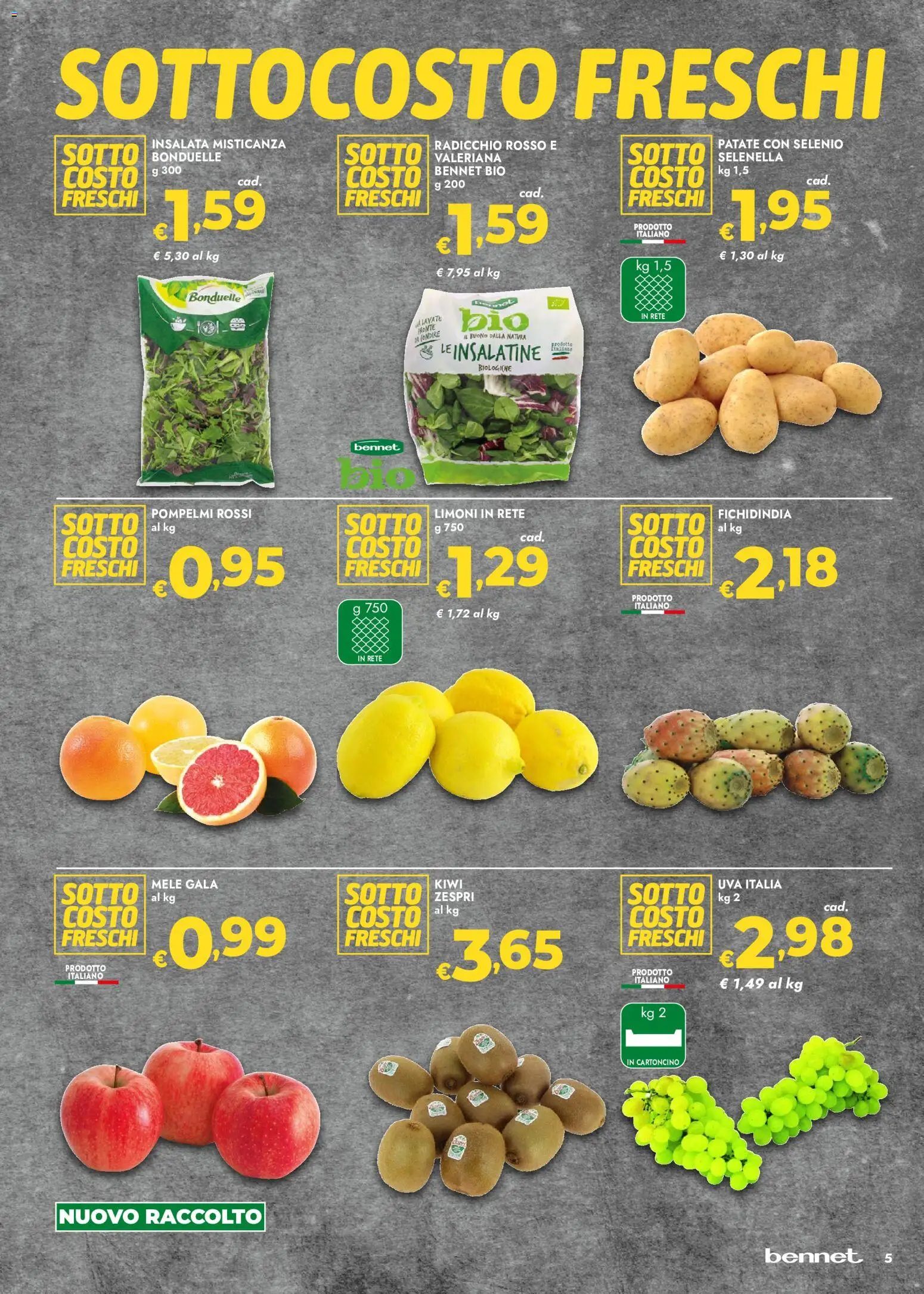 Volantino bennet del 27/08/2026 | Pagina: 5 | Prodotti: Valeriana, Mele, Patate, Limoni