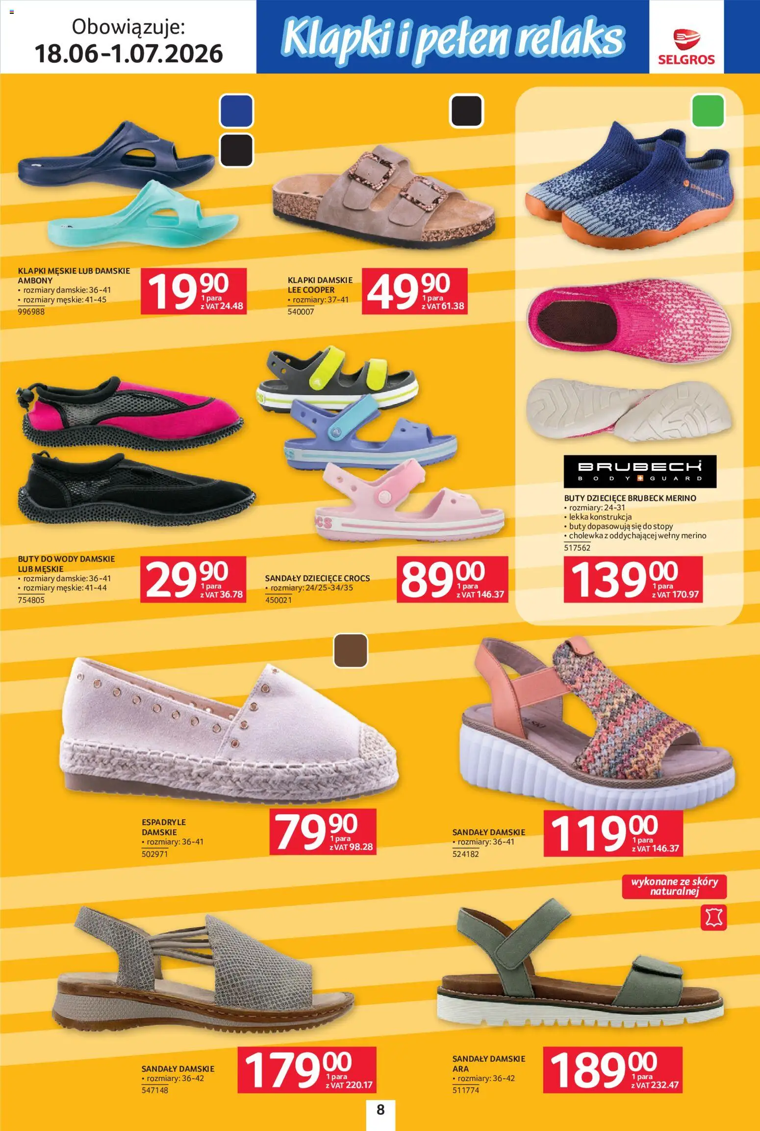 Selgros cash&carry gazetka - Urlop od 18.06.2026 | Strona: 8 | Produkty: Espadryle, Sandały, Klapki damskie, Buty do wody