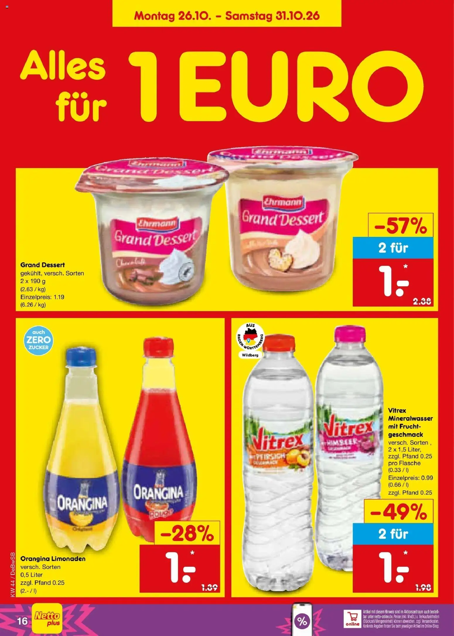 Netto Marken-Discount Prospekt Waiblingen-Bittenfeld – gültig ab 26.10.2026 | Seite: 24 | Produkte: Ehrmann grand dessert, Mineralwasser, Zucker