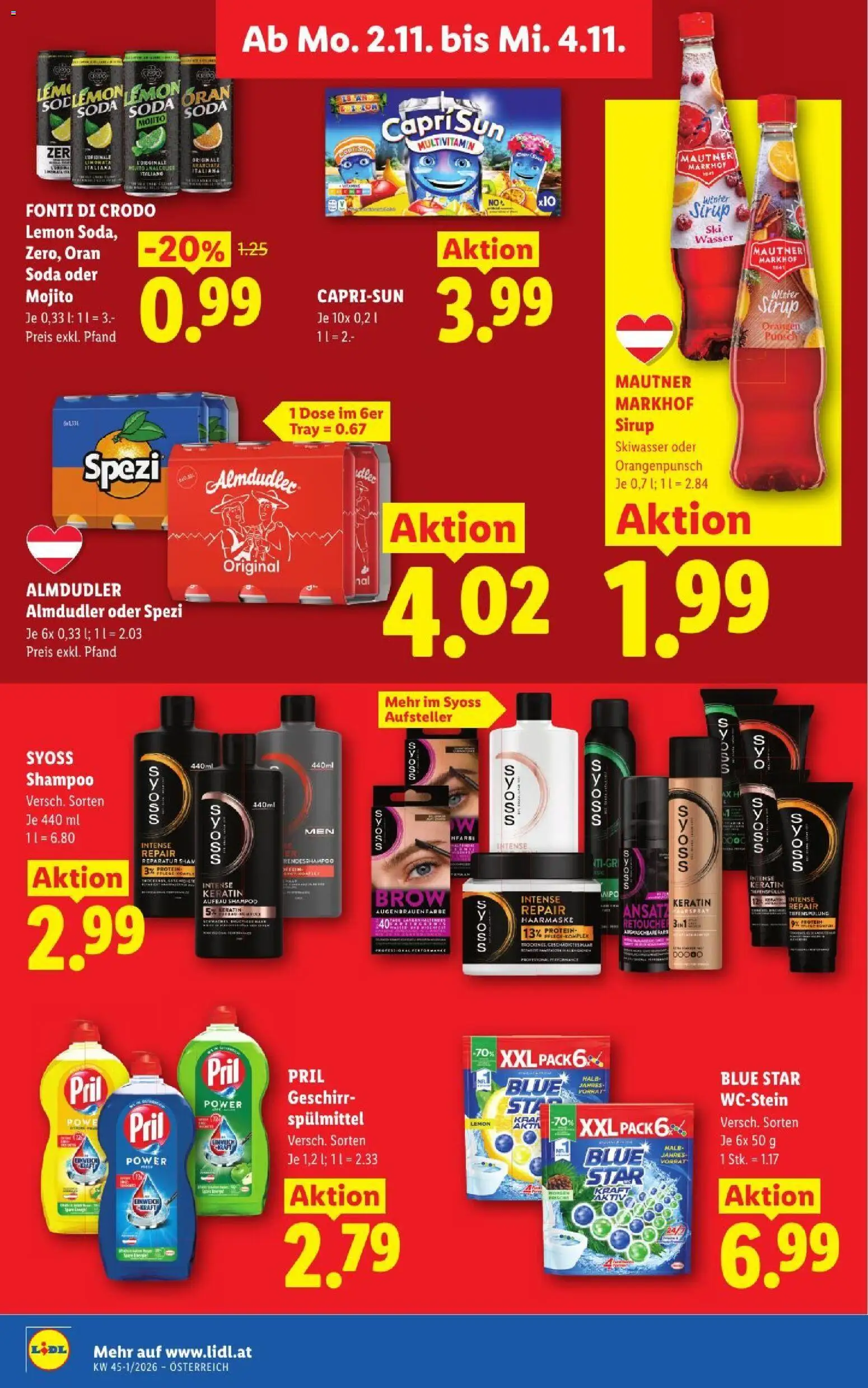 Lidl Flugblatt gültig ab 29.10.2026 | Seite: 43 | Produkte: Wasser, Shampoo, Haarspray, Multivitamin