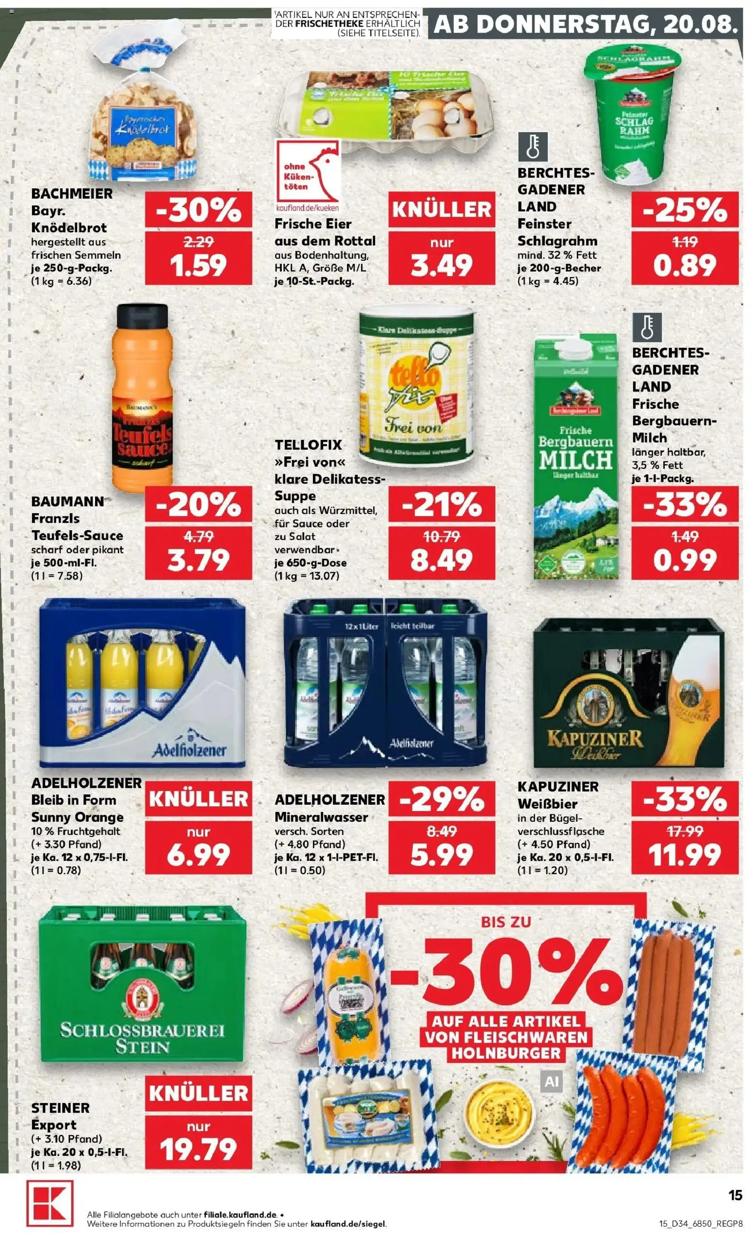 Prospekt Kaufland ab 20.08.2026 » Angebote Online zum Blättern | Seite: 15 | Produkte: Milch, Eier, Weißbier, Adelholzener