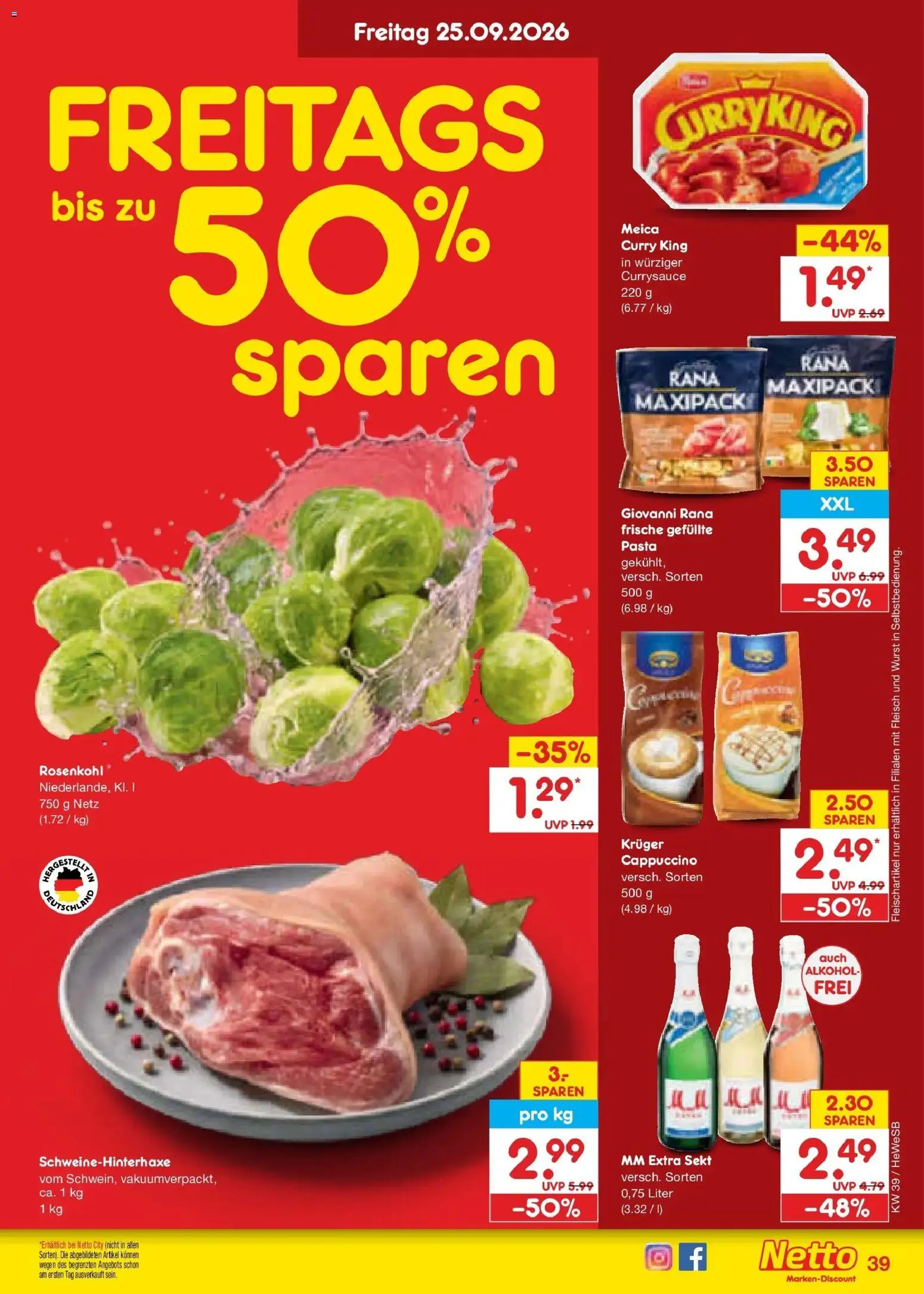 Netto Marken-Discount Prospekt Hamburg – gültig ab 21.09.2026 | Seite: 55 | Produkte: Sekt, Wurst, Pasta, Fleisch