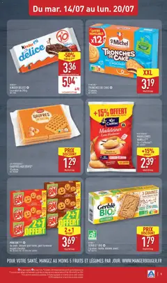 Aldi - Prévisualisation de TRONCHES DE CAKE CHOCOLAT, 12 pièces. valide à partir de 14/07/2026 | Page: 11 | Produits: Framboise, Œufs, Chocolat, Biscuits