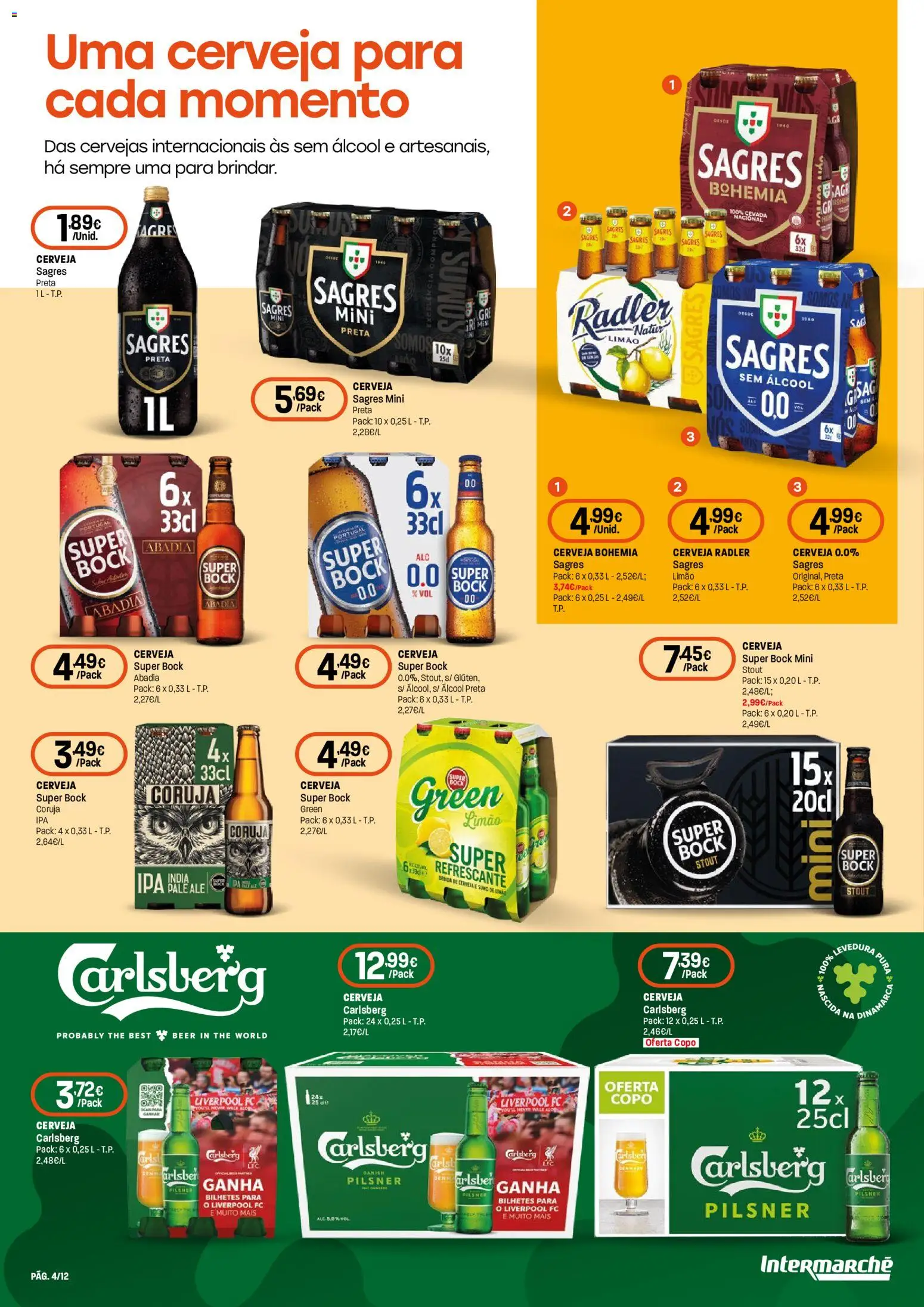 Intermarché folheto Super │ válido de 16/07/2026 | Página: 4 | Produtos: Super bock, Cerveja, Pá, Bebida