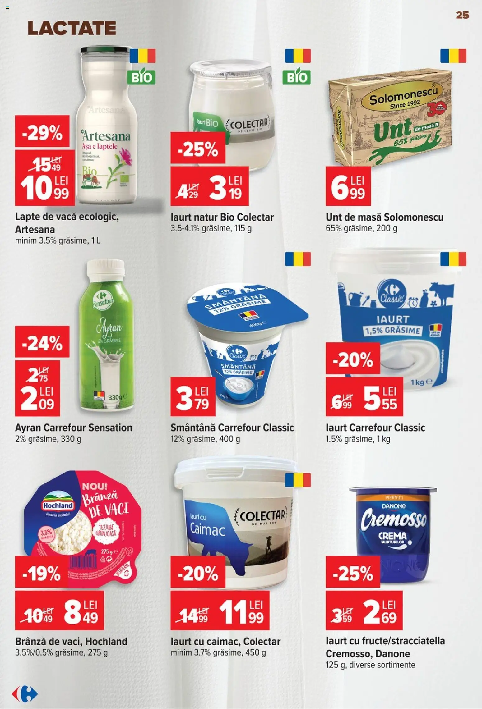 Noul catalog Carrefour – valabil de la 24.06.2026 | Pagină: 25 | Produse: Masă, Lapte, Unt, Iaurt