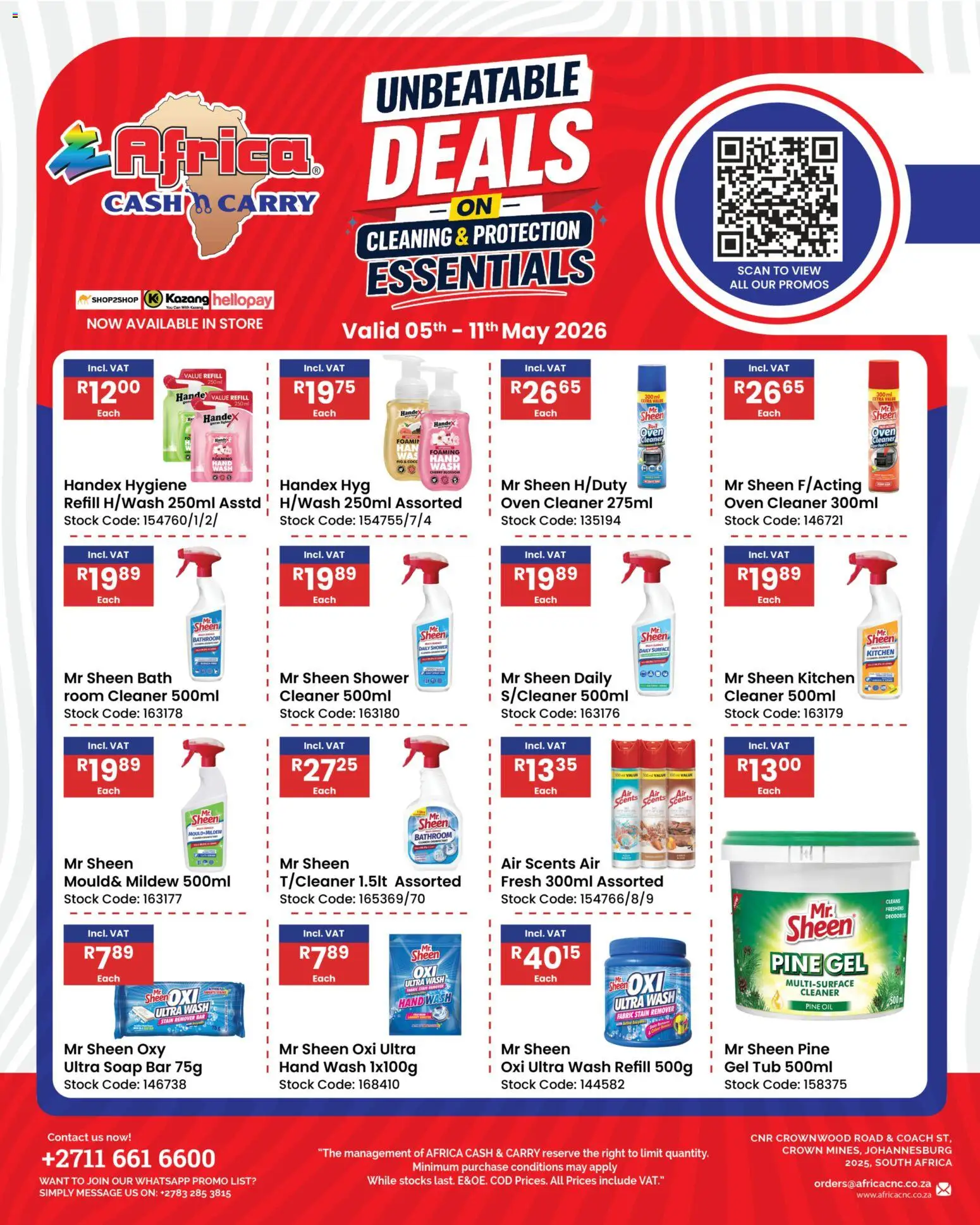 New Africa Cash & Carry catalogue – valid from 05.05.2026 | Page: 1 | Products: Bath, Shower, Oil, Stain remover