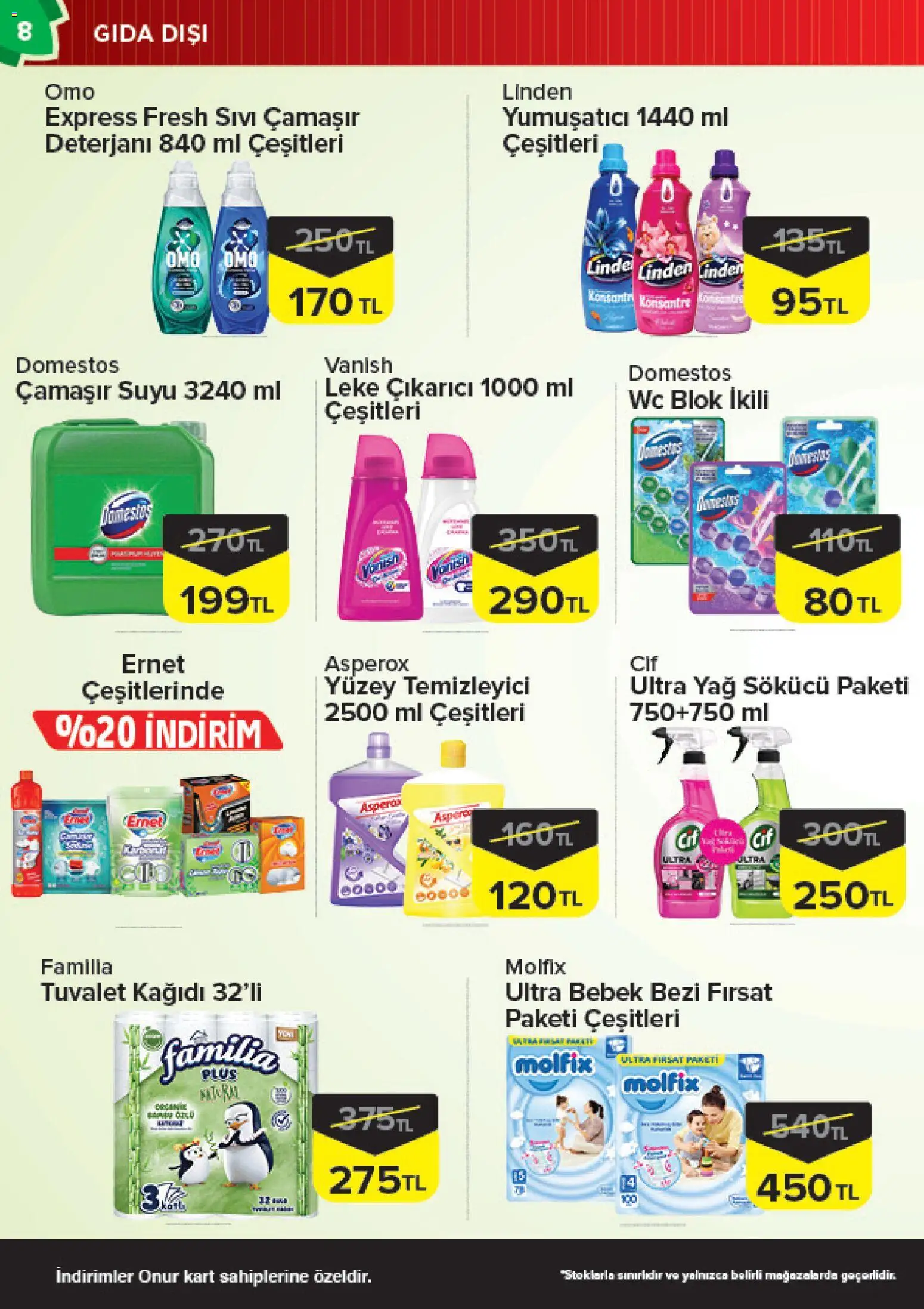 Onur Market Katalog - 13 Ekim 2026 tarihinden itibaren geçerlidir | Sayfa: 8 | Ürünler: Tuvalet, Yağ, Yüzey temizleyici, Tuvalet kağıdı