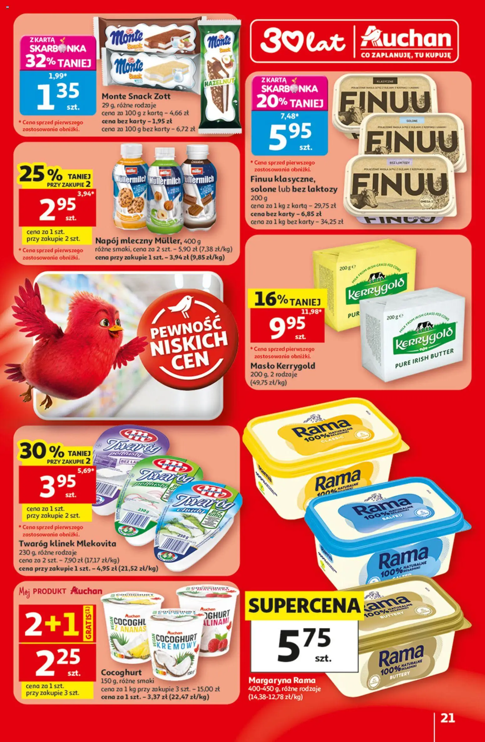Auchan gazetka - 30 Lat Hipermarket od 30.07.2026 | Strona: 21 | Produkty: Bez laktozy, Margaryna, Ananas, Twaróg