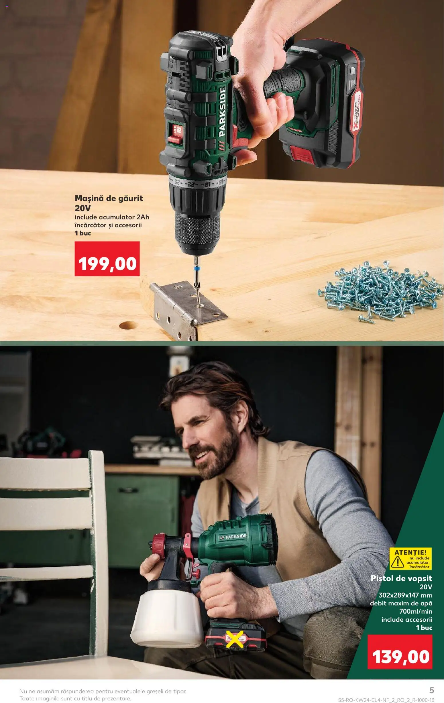 Noul catalog Kaufland – valabil de la 10.06.2026 | Pagină: 5 | Produse: Mașină de găurit, Încărcător, Apă