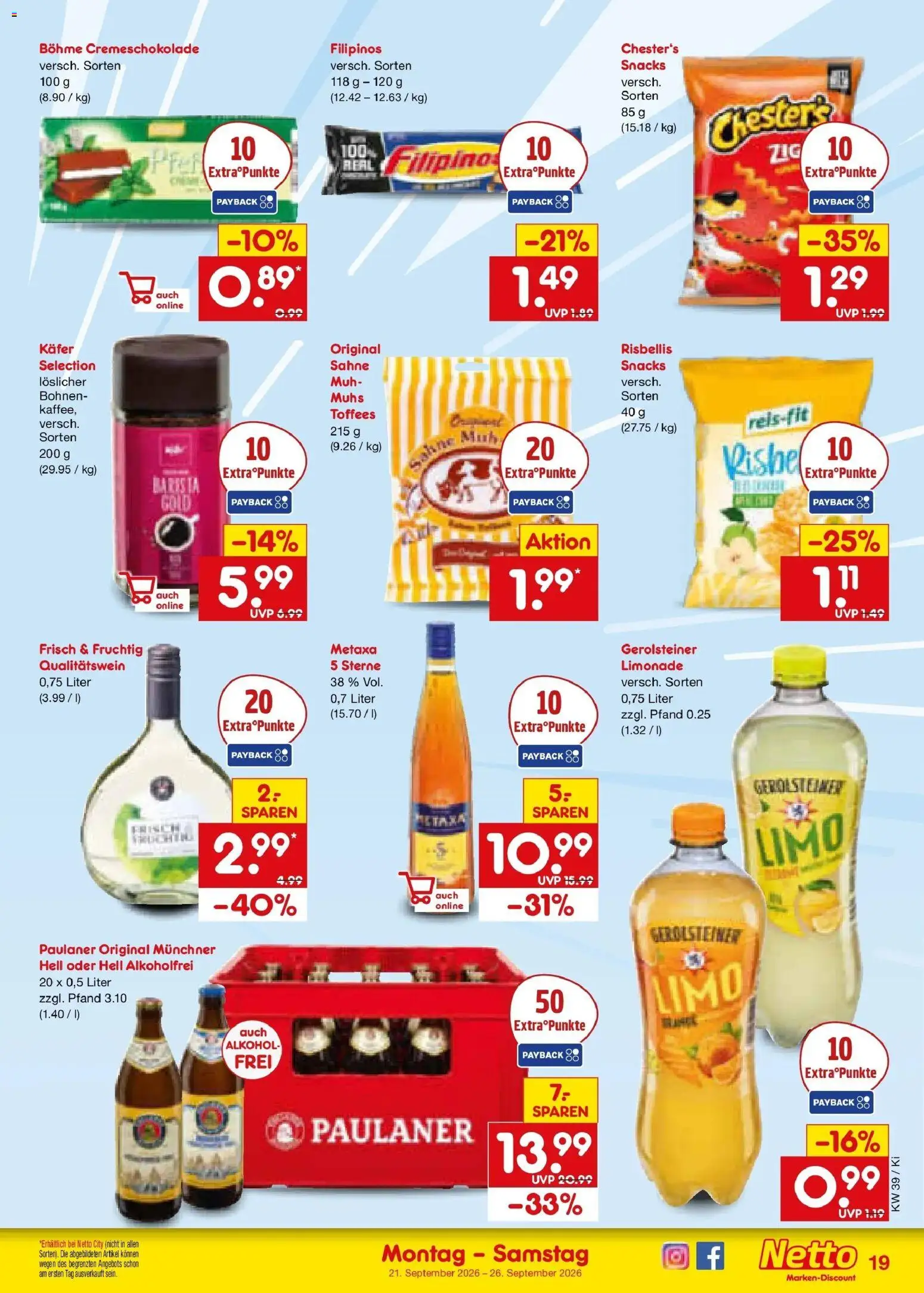 Netto Marken-Discount Prospekt Bad Friedrichshall – gültig ab 21.09.2026 | Seite: 27 | Produkte: Limonade, Metaxa, Sahne, Paulaner