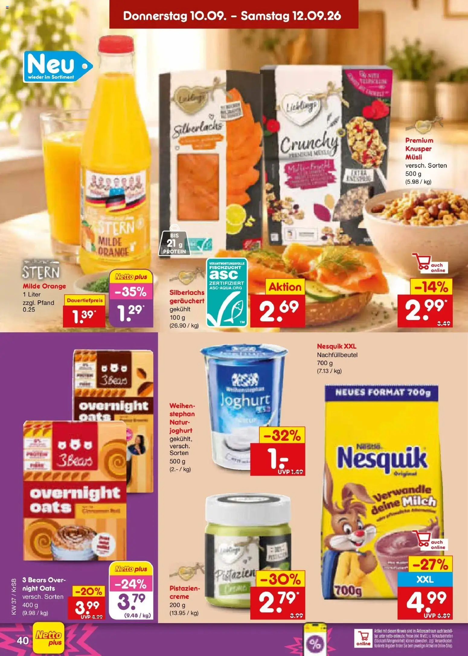 Netto Marken-Discount Prospekt Baesweiler – gültig ab 07.09.2026 | Seite: 58 | Produkte: Musli, Nesquik, Milch, Joghurt