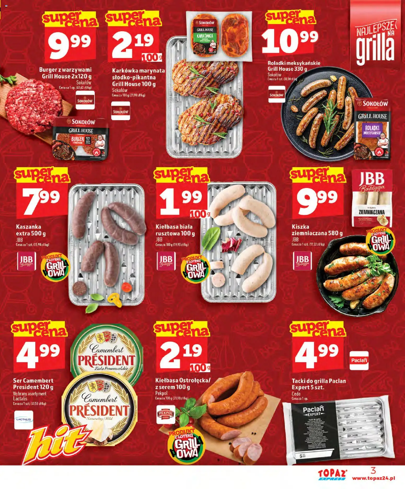 Topaz gazetka - Express od 11.06.2026 | Strona: 3 | Produkty: Grill, Kaszanka, Camembert, Ser