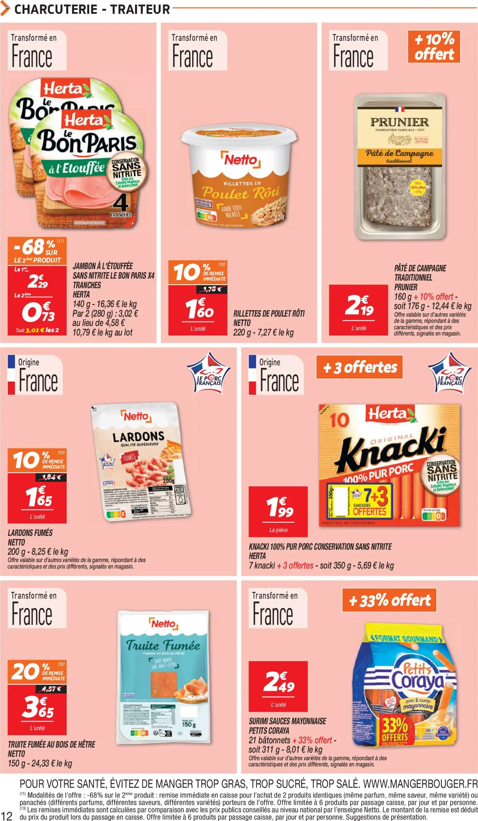 {H1} | Page: 12 | Produits: Lardons, Truite fumée, Viande, Porc