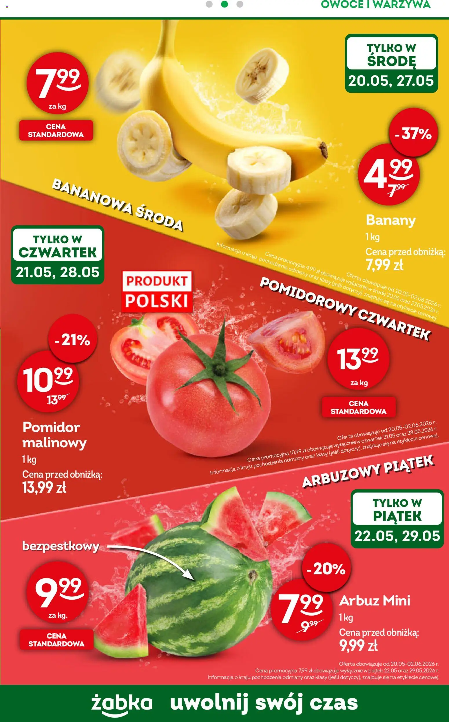 Żabka gazetka - Codzienne produkty od 20.05.2026 | Strona: 9 | Produkty: Pomidor malinowy, Arbuz, Warzywa, Owoce