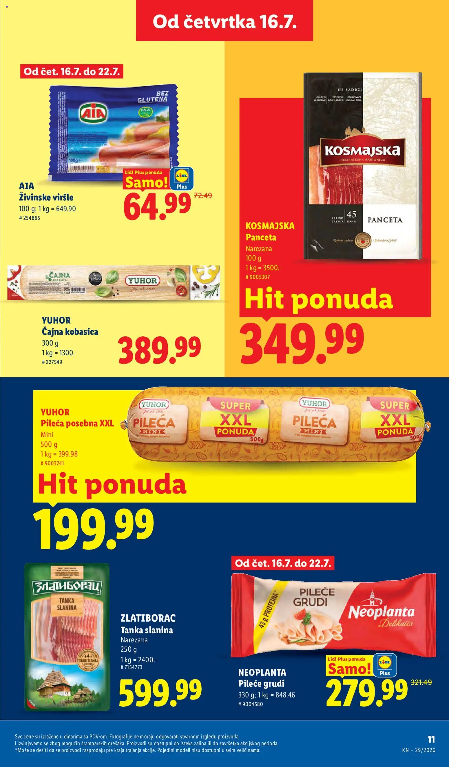 Lidl katalog - važi od 16.07.2026 | Strana: 33 | Proizvode: Viršle, Panceta, Pileće grudi, Slanina