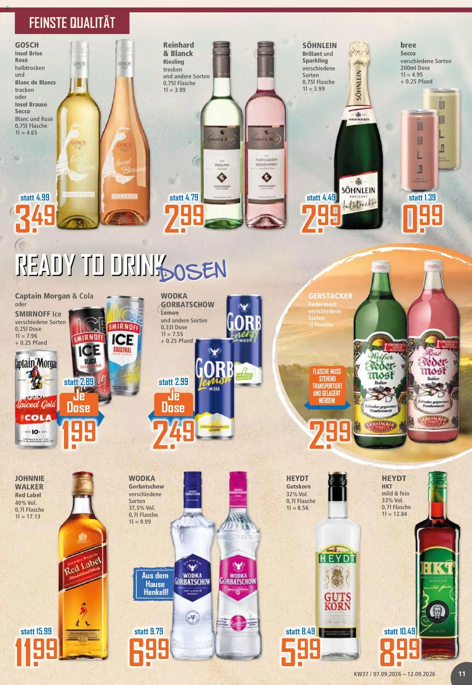 Klaas & Kock Prospekt – gültig ab 07.09.2026 | Seite: 11 | Produkte: Bosch, Bree, Smirnoff, Captain morgan