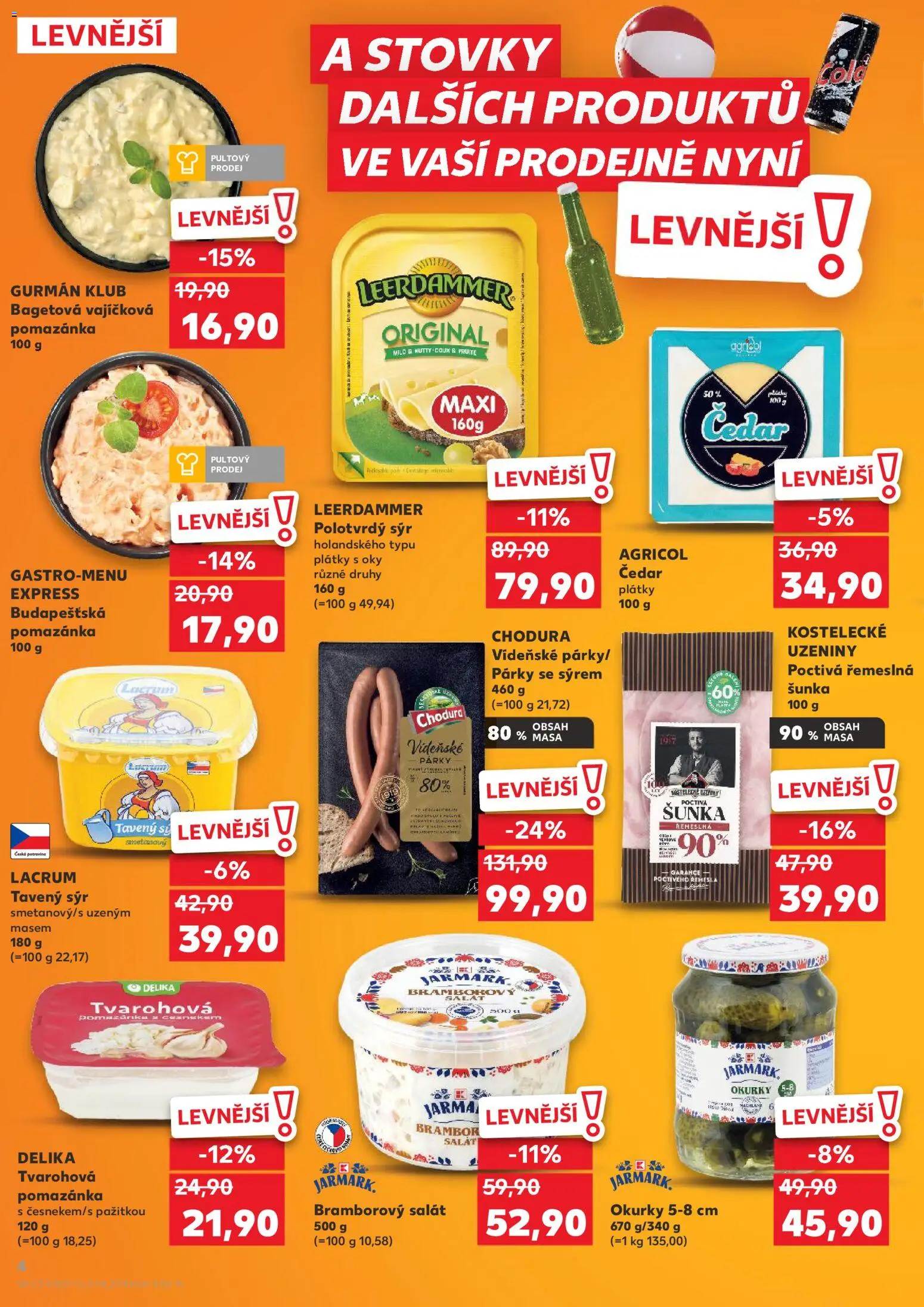 Kaufland leták - Praha 4 od 01.07.2026 | Strana: 4 | Produkty: Salát, Uzeniny, Leerdammer, Čedar