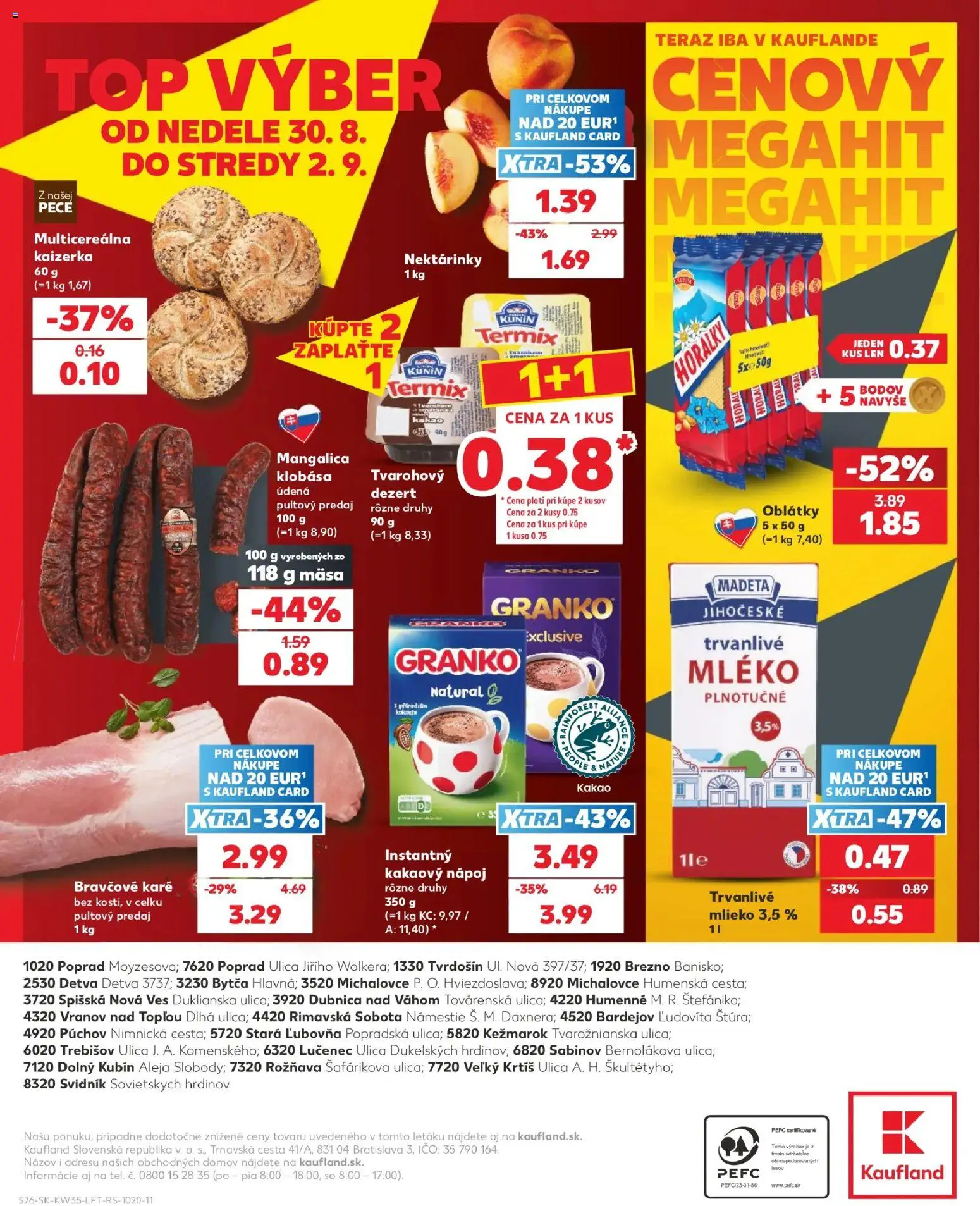 Nové Kaufland akcie – leták je platný od 27.08.2026 | Strana: 76 | Produkty: Oblátky, Trvanlivé mlieko, Bravčové karé, Horálky