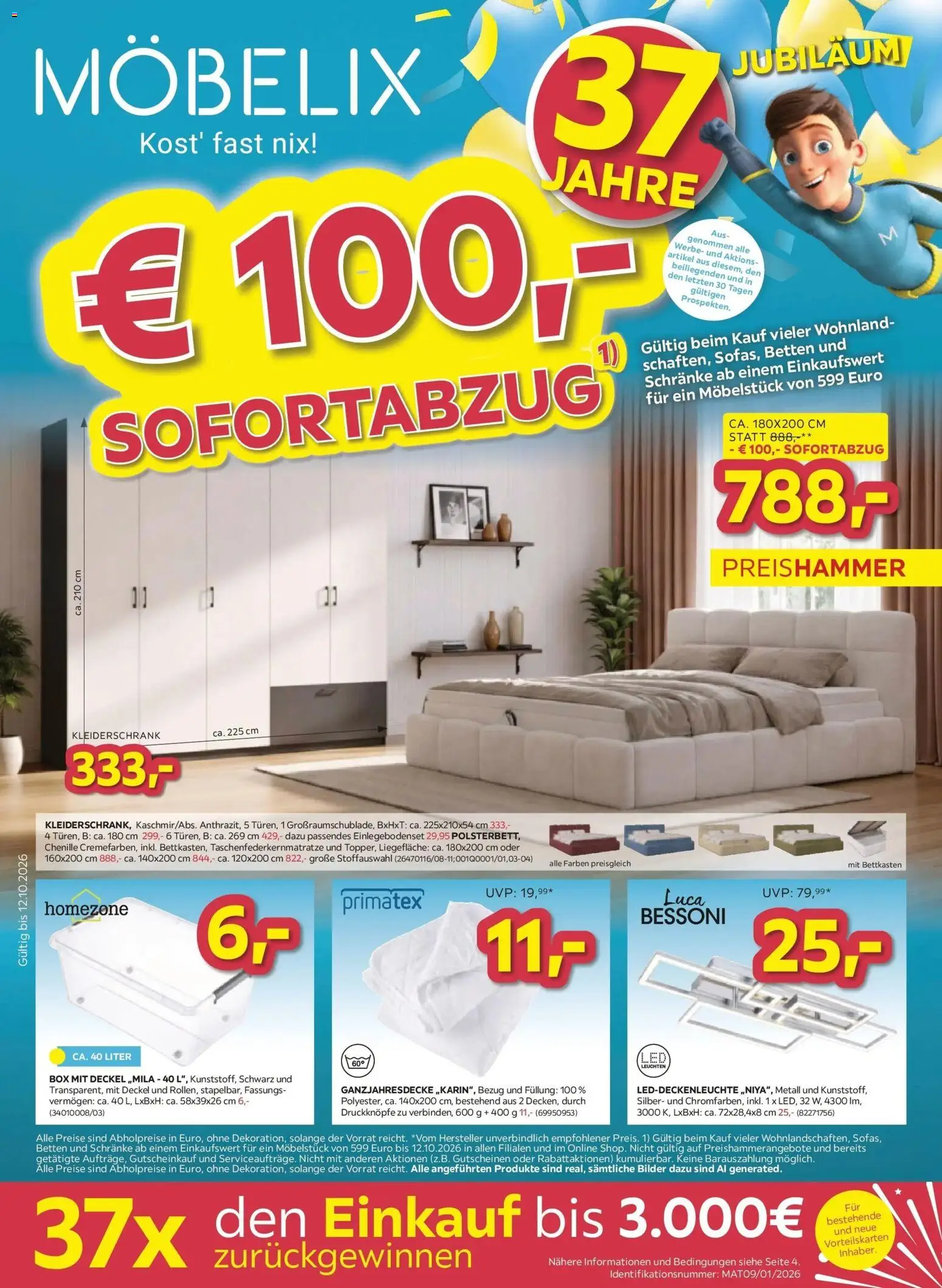 Möbelix - 37. Jubiläum von 06.10.2026 - Aktuelle Angebote | Seite: 1 | Produkte: Kleiderschrank, Box