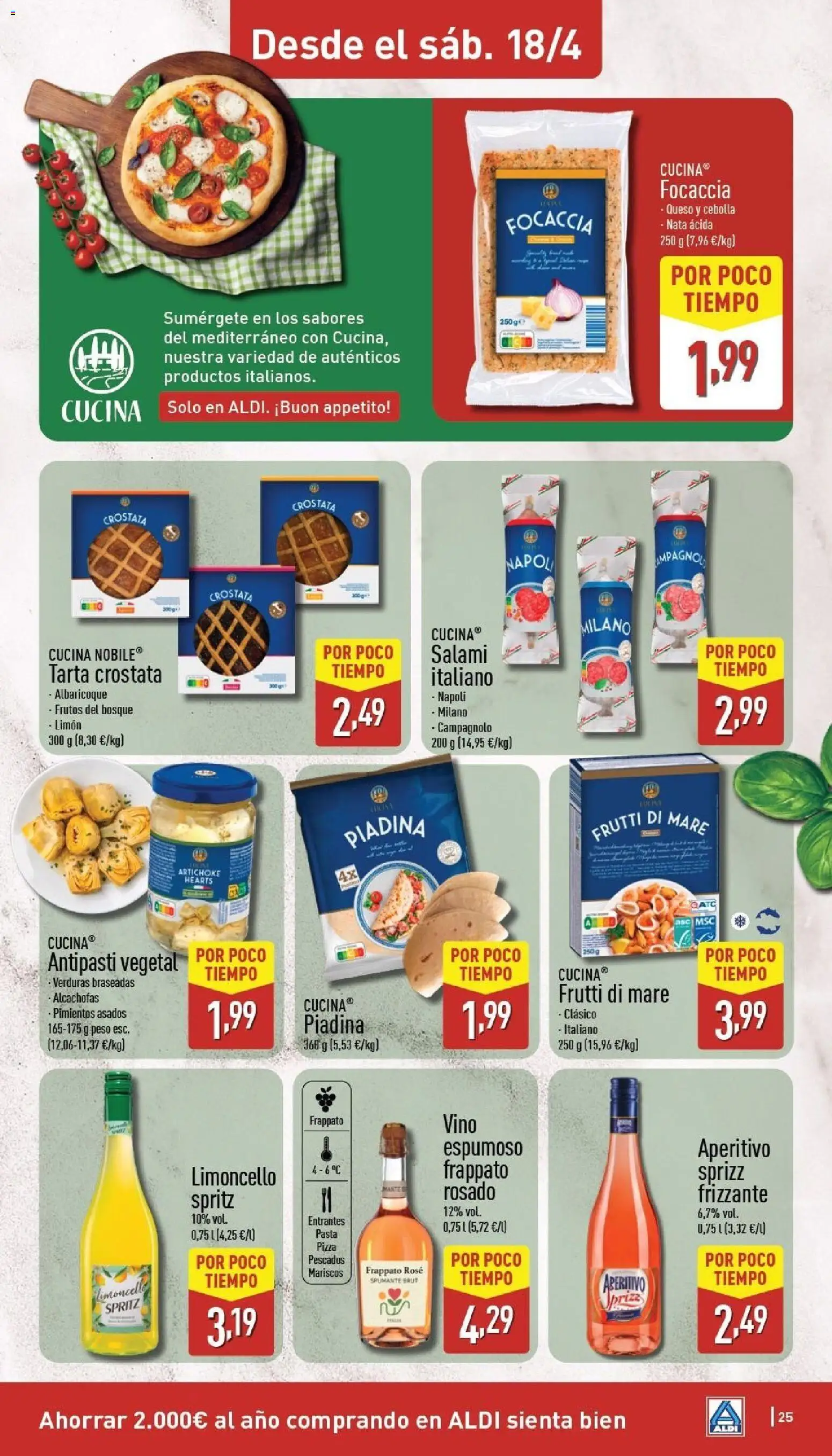 Aldi folleto Península │ válido desde el 13.04.2026 | Página: 25 | Productos: Queso, Αποφλοιωτής σκόρδου, Παγωμένο τσάι, Salami