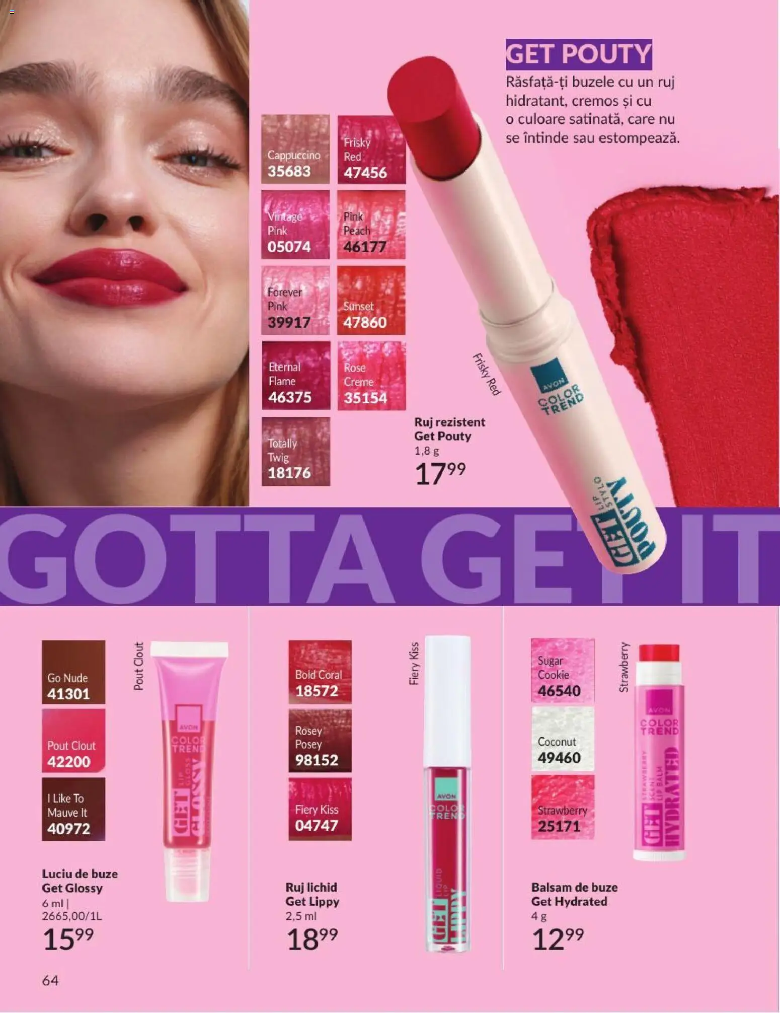 Noul catalog Avon – valabil de la 01.08.2026 | Pagină: 64 | Produse: Ruj, Luciu de buze, Balsam