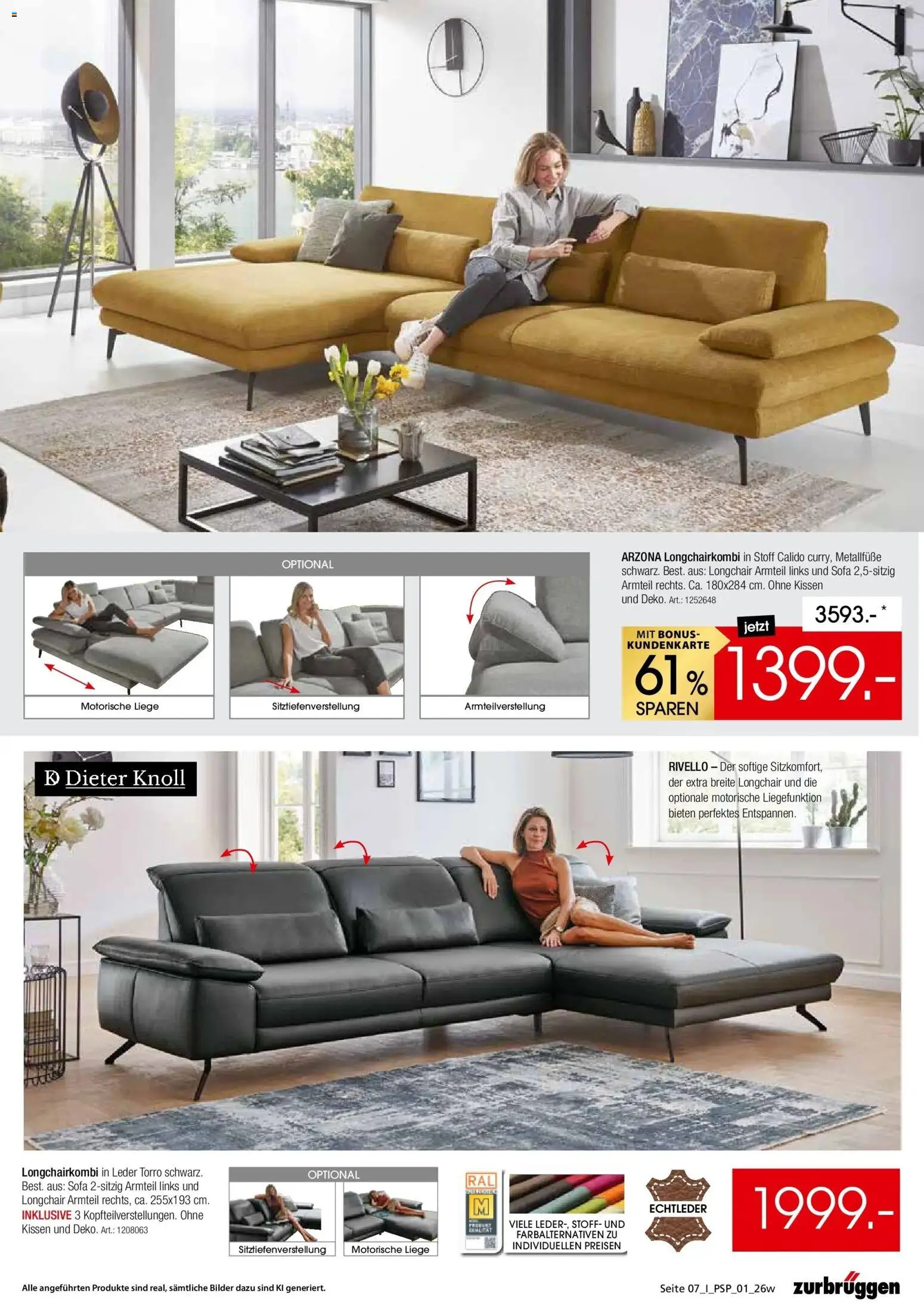 Zurbrüggen - Zurbrüggen: Polstermöbel Spezial (ab 26.10.2026) zum Blättern | Seite: 7 | Produkte: Kissen, Sofa, Liege, Bilder