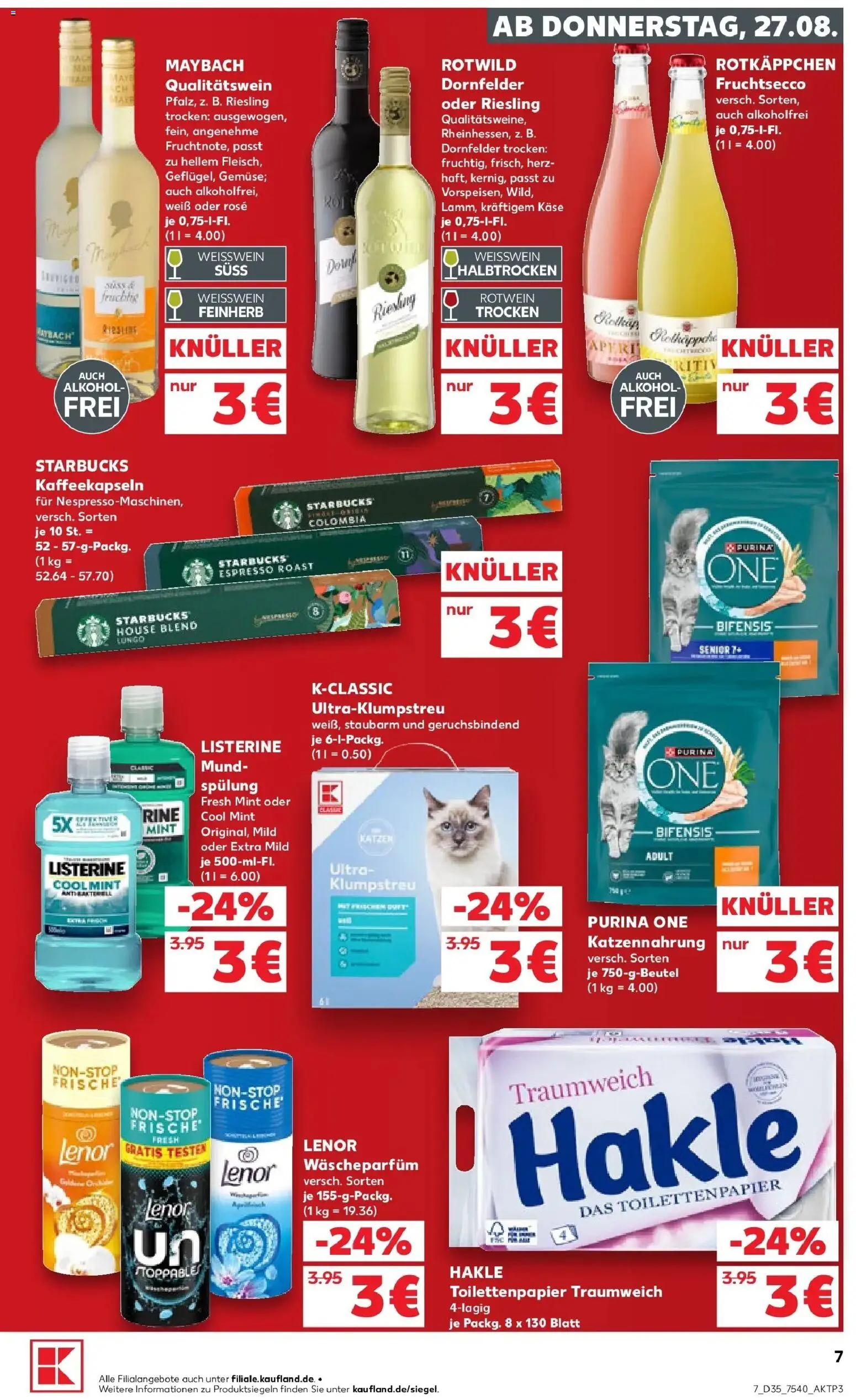 Prospekt Kaufland ab 24.08.2026 » Angebote Online zum Blättern | Seite: 18 | Produkte: Purina one, Weißwein, Fruchtsecco, Rotkäppchen
