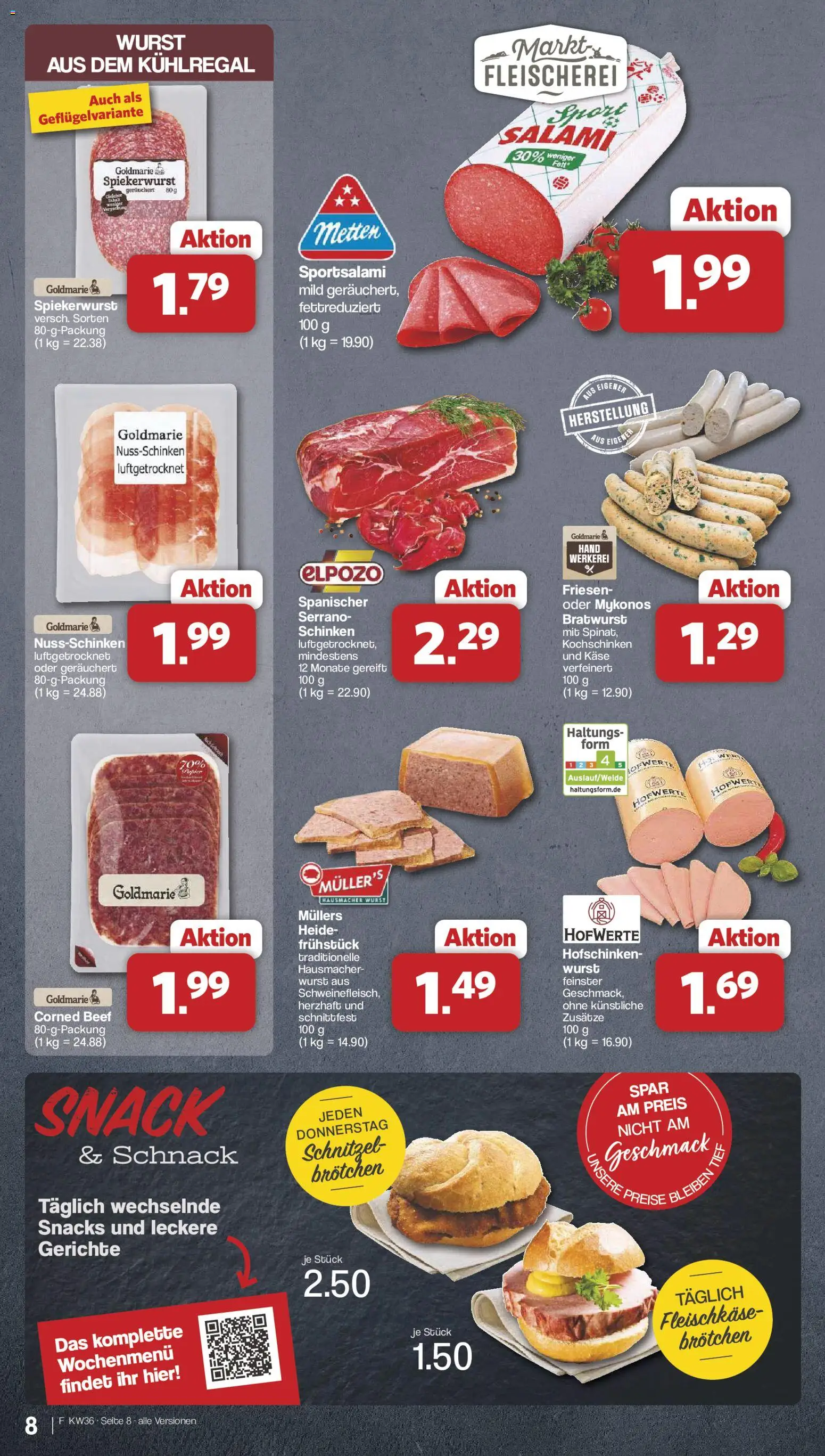Famila Nordwest Prospekt – gültig ab 31.08.2026 | Seite: 8 | Produkte: Schnitzel, Wurst, Gerichte, Schinken