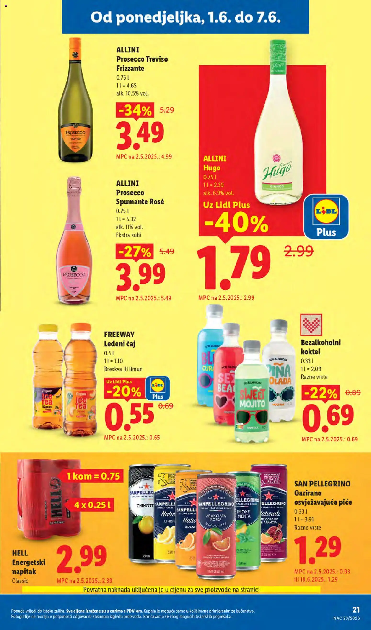 Lidl katalog | vrijedi od 01.06.2026 | Stranica: 21 | Proizvodi: Hell, Prosecco, Ledeni čaj, Čaj