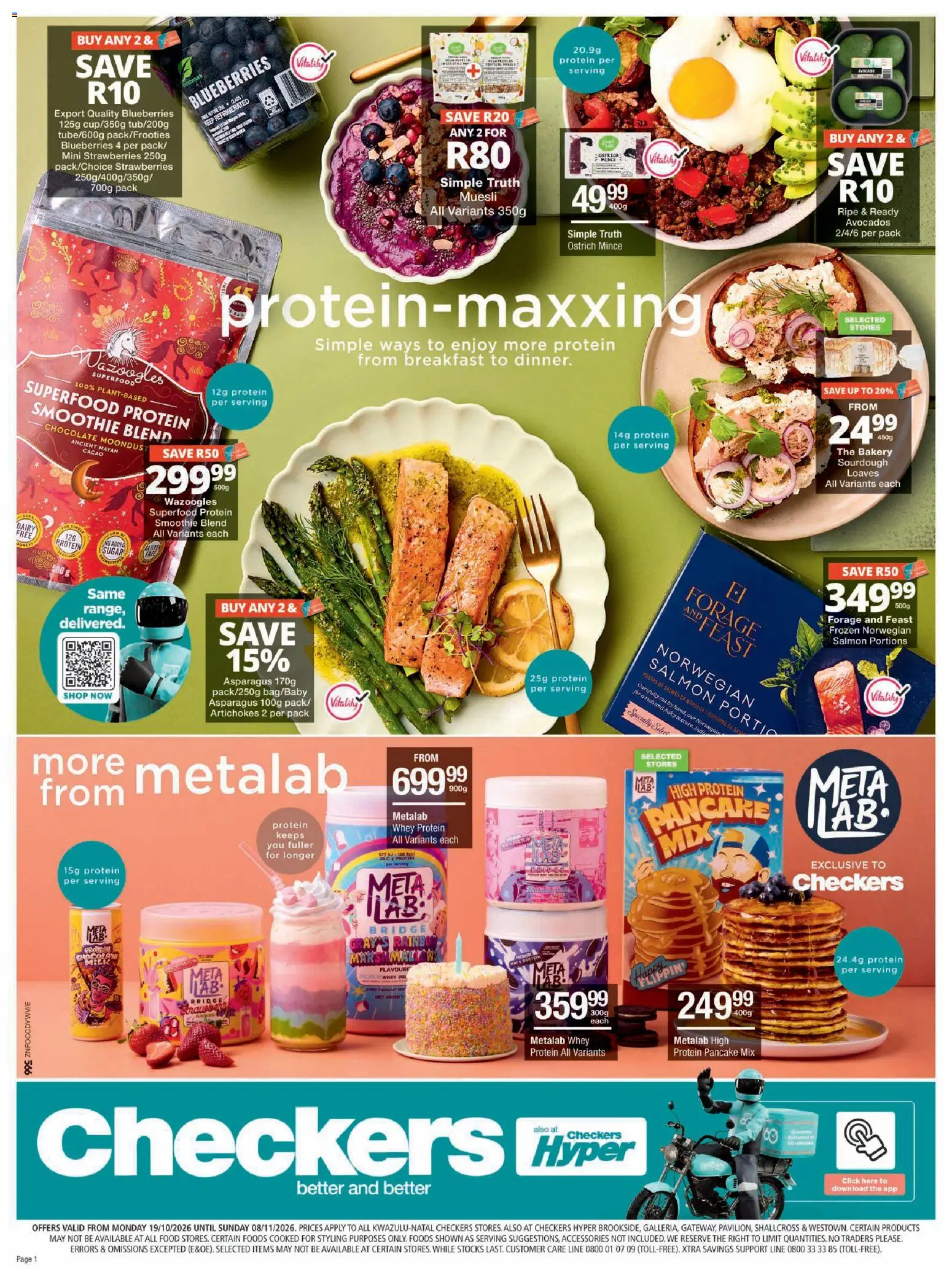 New Checkers catalogue – valid from 19/10/2026 | Page: 1 | Products: Blueberries, Bakery, Chocolate, Strawberries
