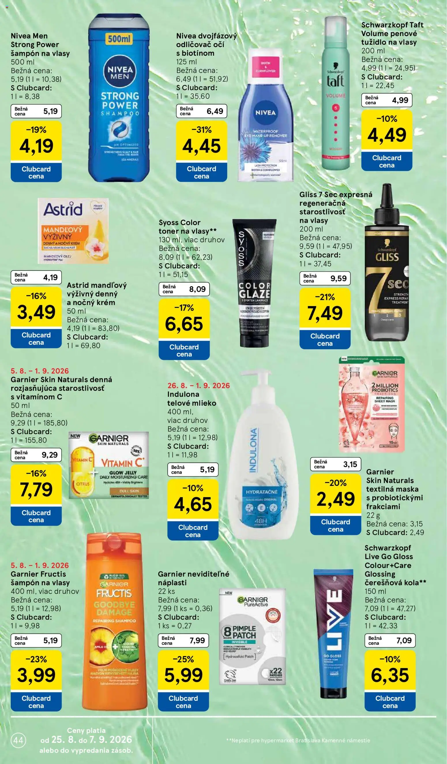 Nové Tesco akcie – leták je platný od 26.08.2026 | Strana: 44 | Produkty: Olej, Mandľový olej, Maska, Krém