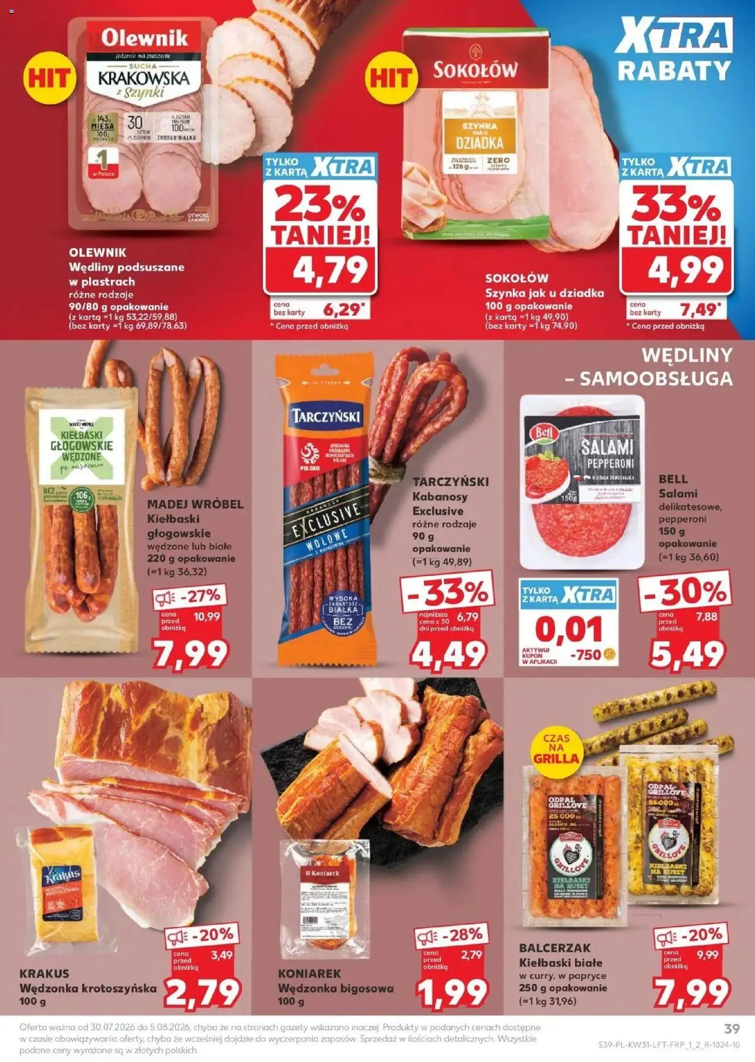 Kaufland gazetka od 30.07.2026 | Strona: 39 | Produkty: Karta, Kabanosy, Gazety, Szynka
