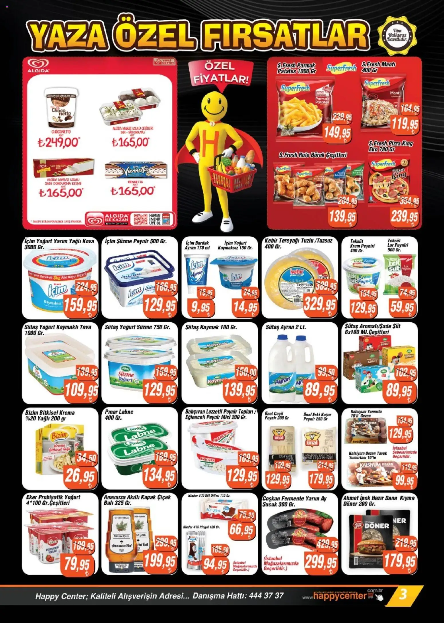 Happy Center Katalog - 08 Temmuz 2026 tarihinden itibaren geçerlidir | Sayfa: 3 | Ürünler: Tereyağı, Yoğurt, Yumurta, Kıyma
