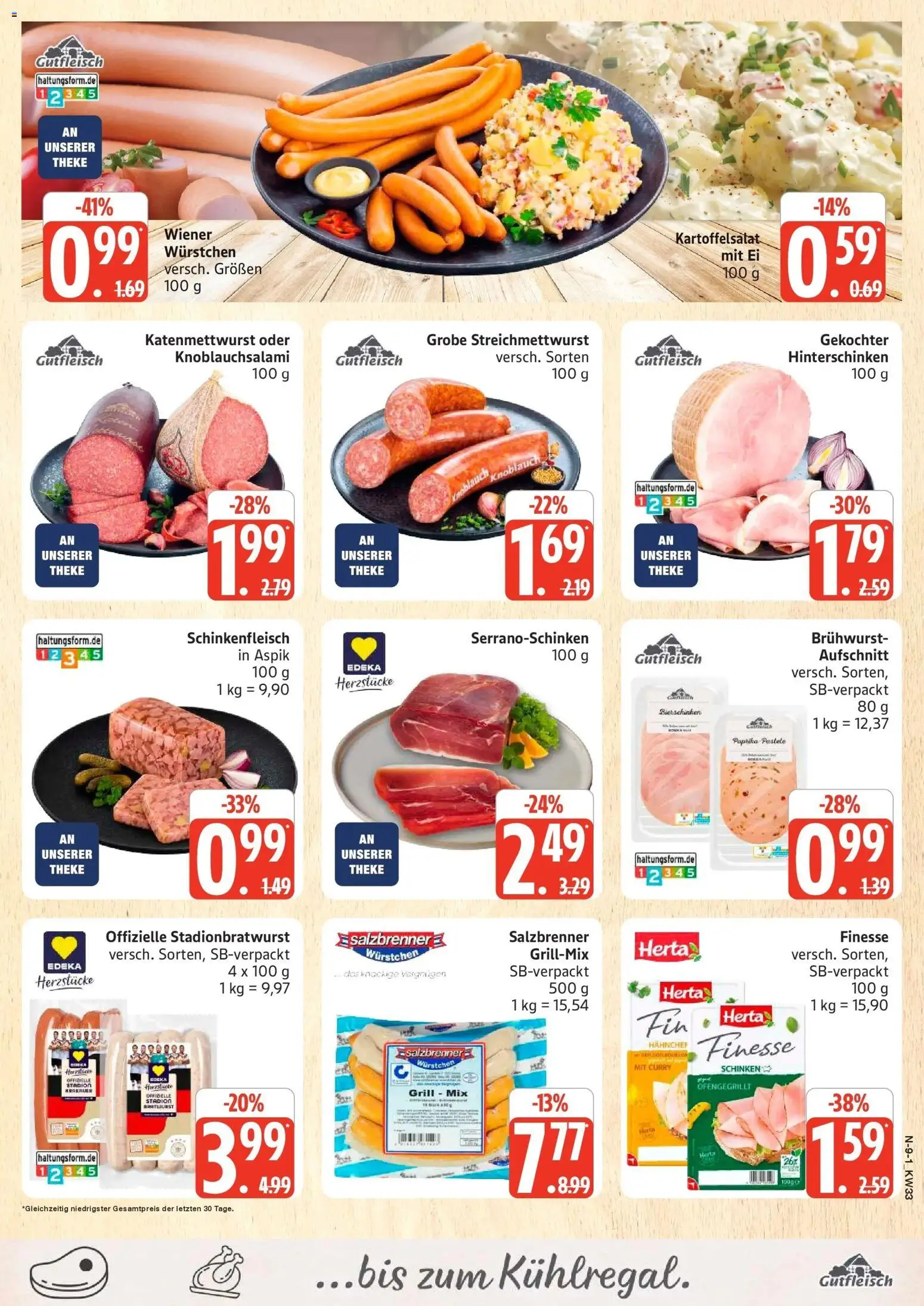 Edeka Prospekt Rostock (ab 10.08.2026) » Angebote Online | Seite: 9 | Produkte: Bratwurst, Knoblauch, Schinken, Herta finesse