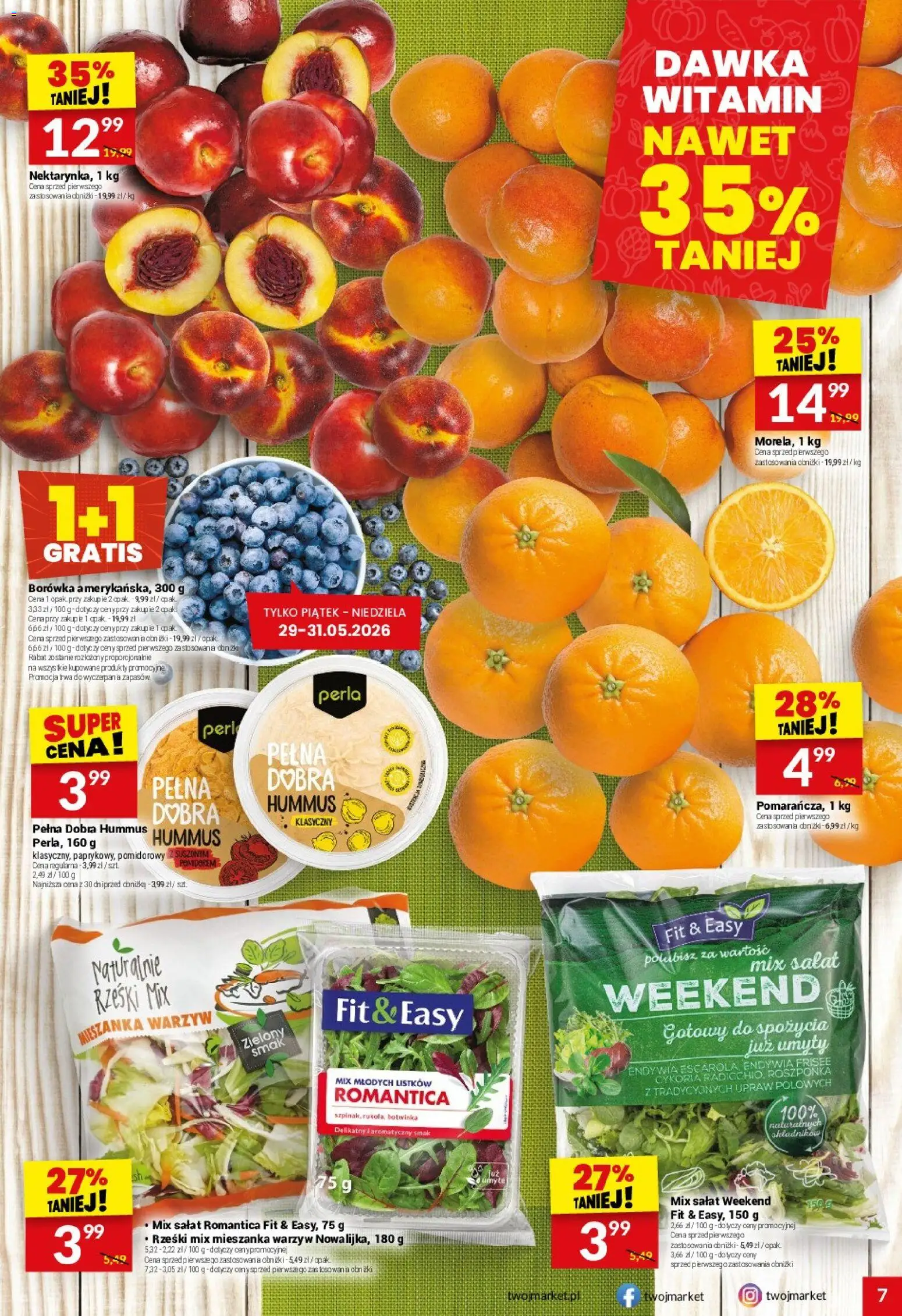 Twój Market gazetka od 27.05.2026 | Strona: 7 | Produkty: Botwinka, Hummus, Mix sałat, Mieszanka warzyw