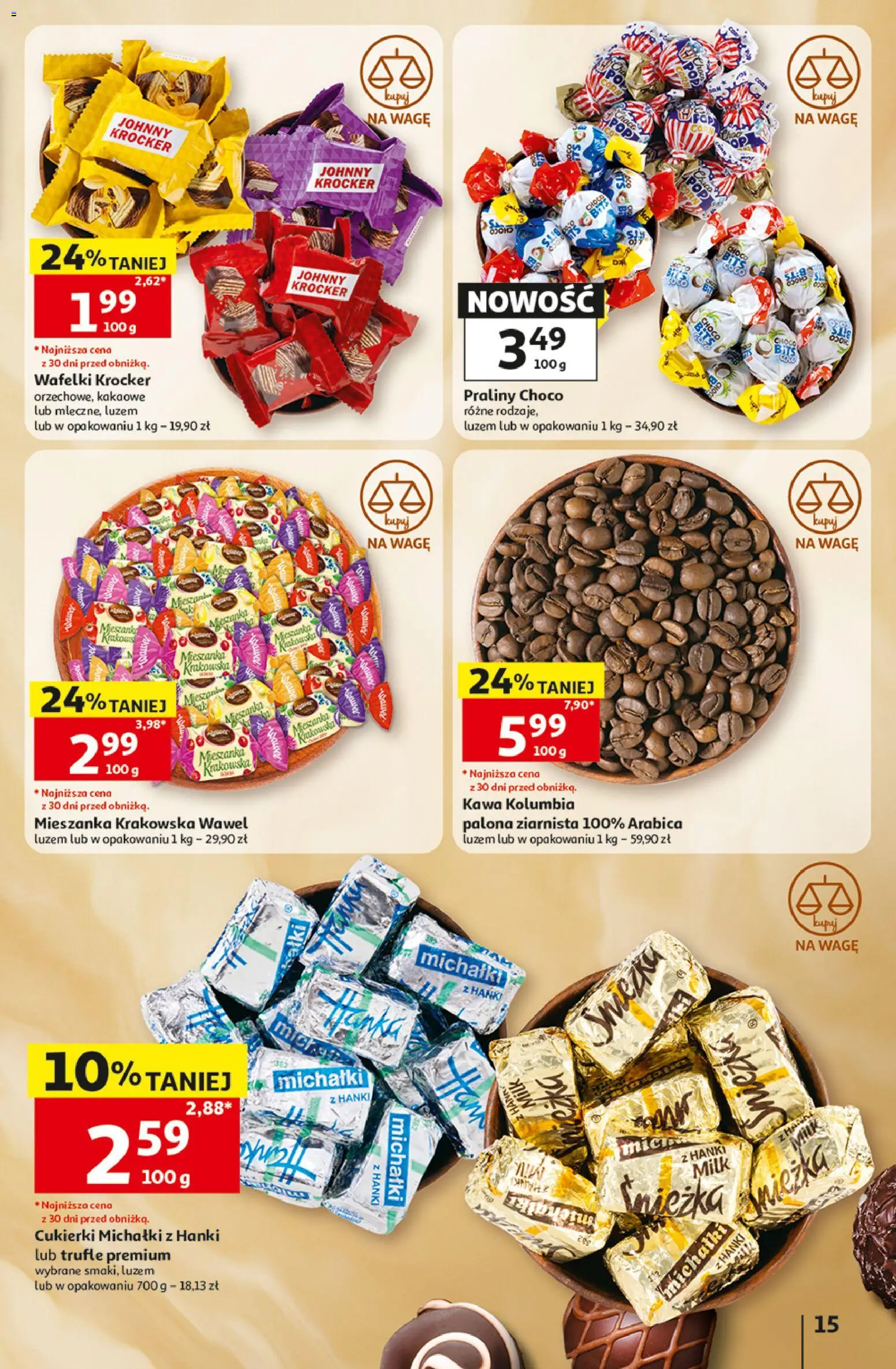 Auchan gazetka - Hipermarket od 22.10.2026 | Strona: 15 | Produkty: Wafelki, Kawa, Śnieżka, Cukierki