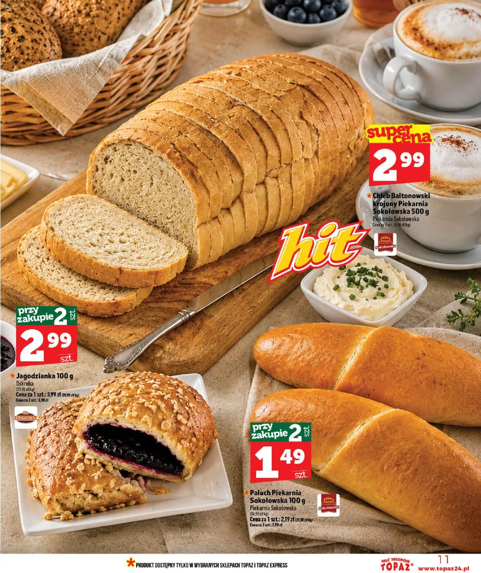 Topaz gazetka - Ceny małe na stałe od 09.07.2026 | Strona: 11 | Produkty: Piekarnia, Chleb