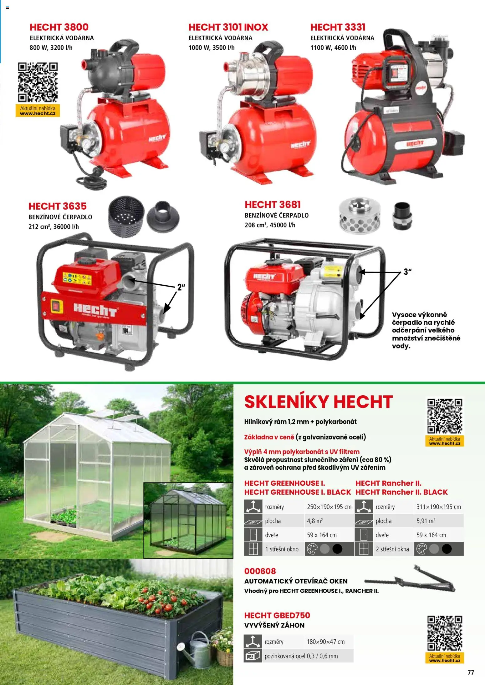 Hecht katalog - Jaro - léto 2026 od 19.02.2026 | Strana: 77 | Produkty: Hecht, Dveře, Vyvýšený záhon, Čerpadlo
