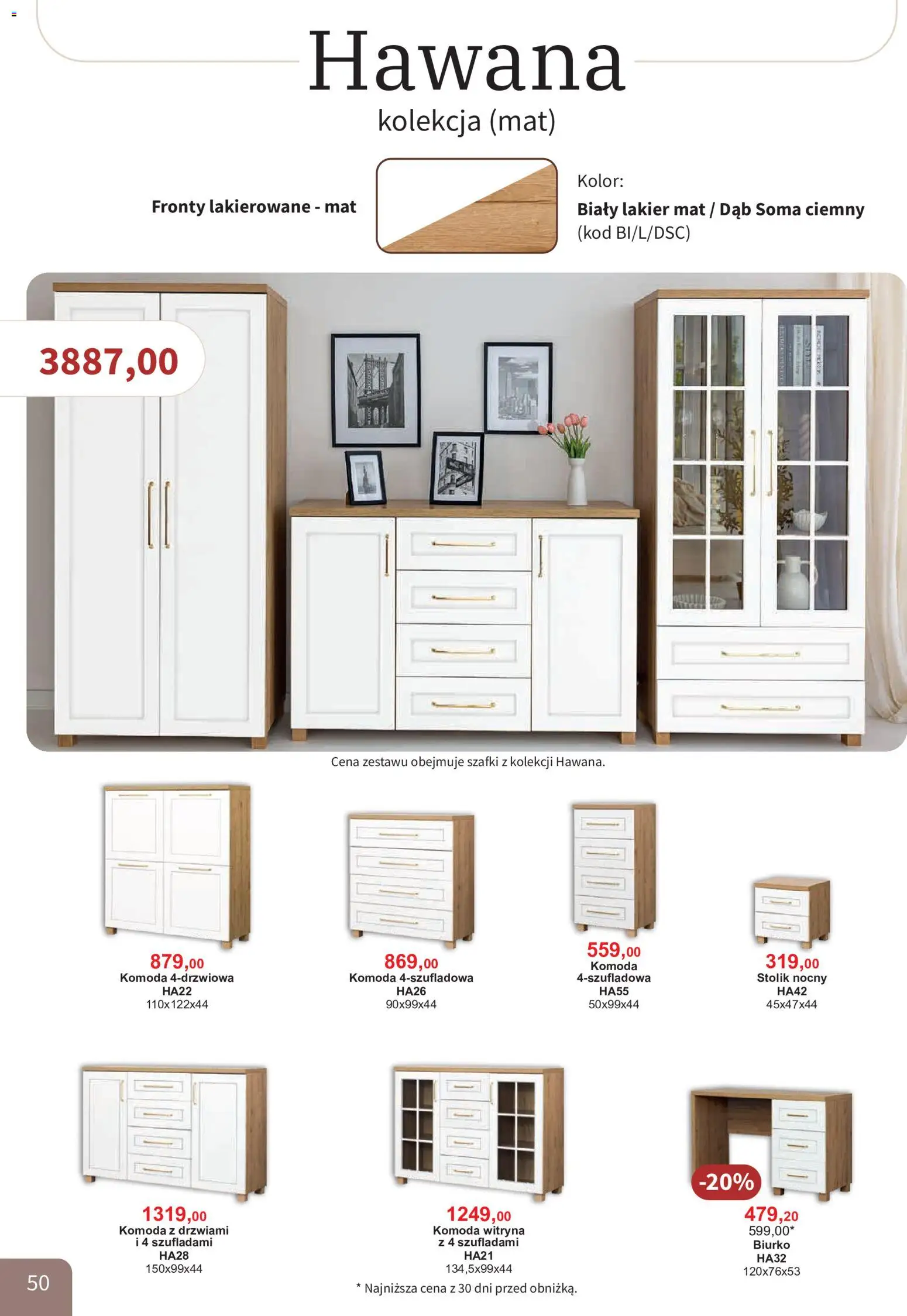 Bodzio Katalog od 01.08.2026 | Strona: 50 | Produkty: Komoda, Stolik nocny, Biurko, Witryna