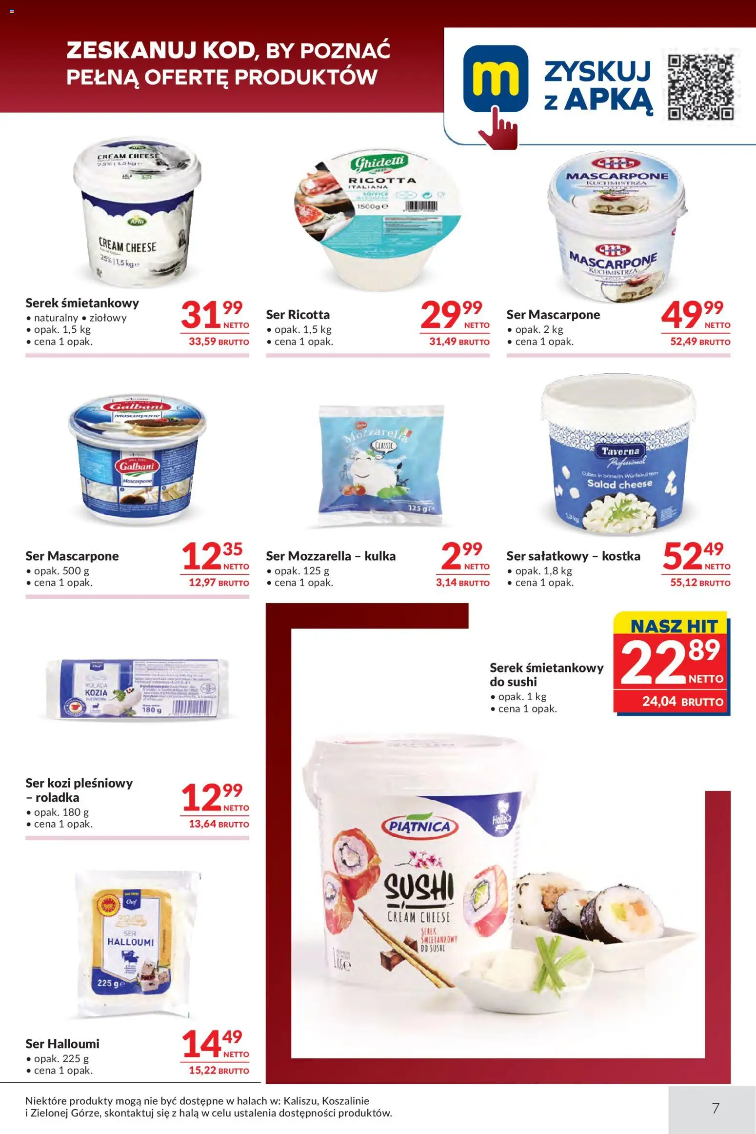 Makro gazetka - Oferta dla gastronomii od 01.09.2026 | Strona: 7 | Produkty: Ser kozi, Serek, Piątnica, Ricotta