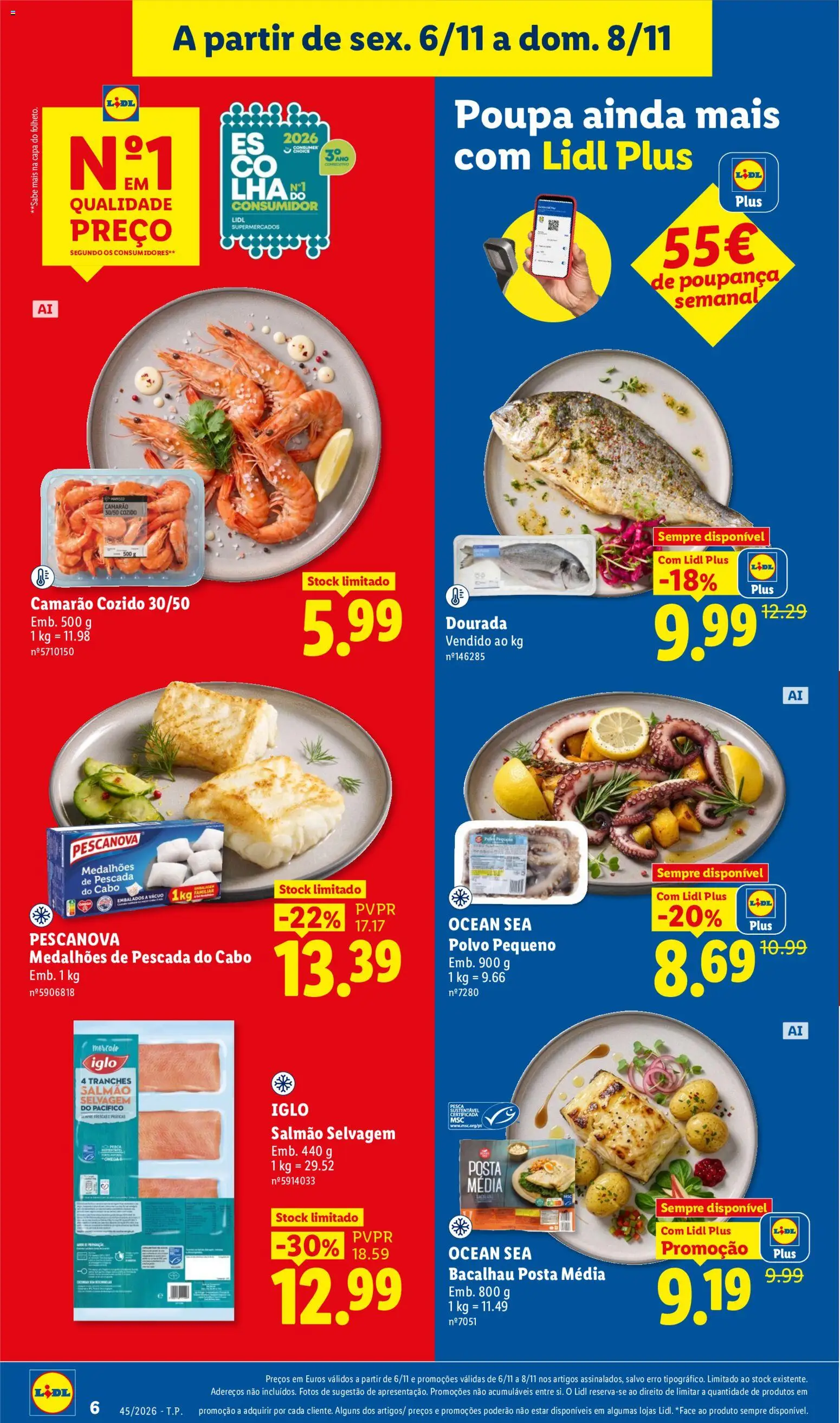 Lidl Promoções Fim de Semana │ válido de 06/11/2026 | Página: 6 | Produtos: Cabo, Bacalhau, Pescada do cabo, Salmão