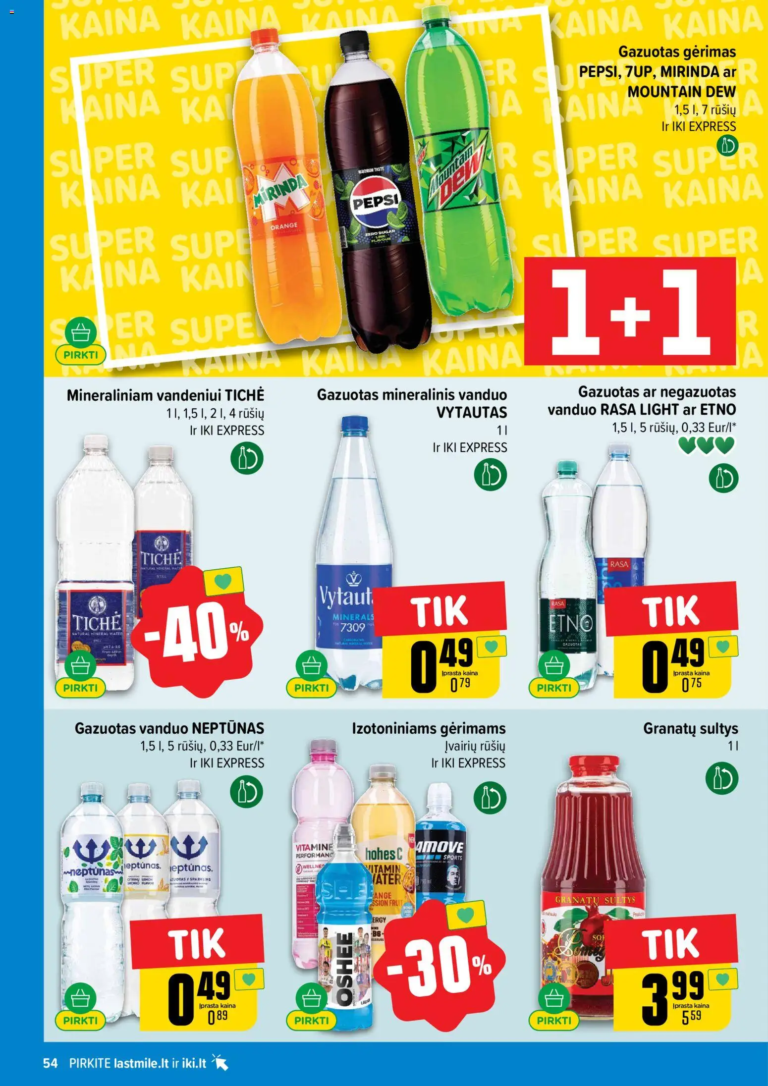 IKI akcijos nuo 2026.10.12 | Puslapis: 54 | Prekių: Vanduo, Sultys, Mineralinis vanduo