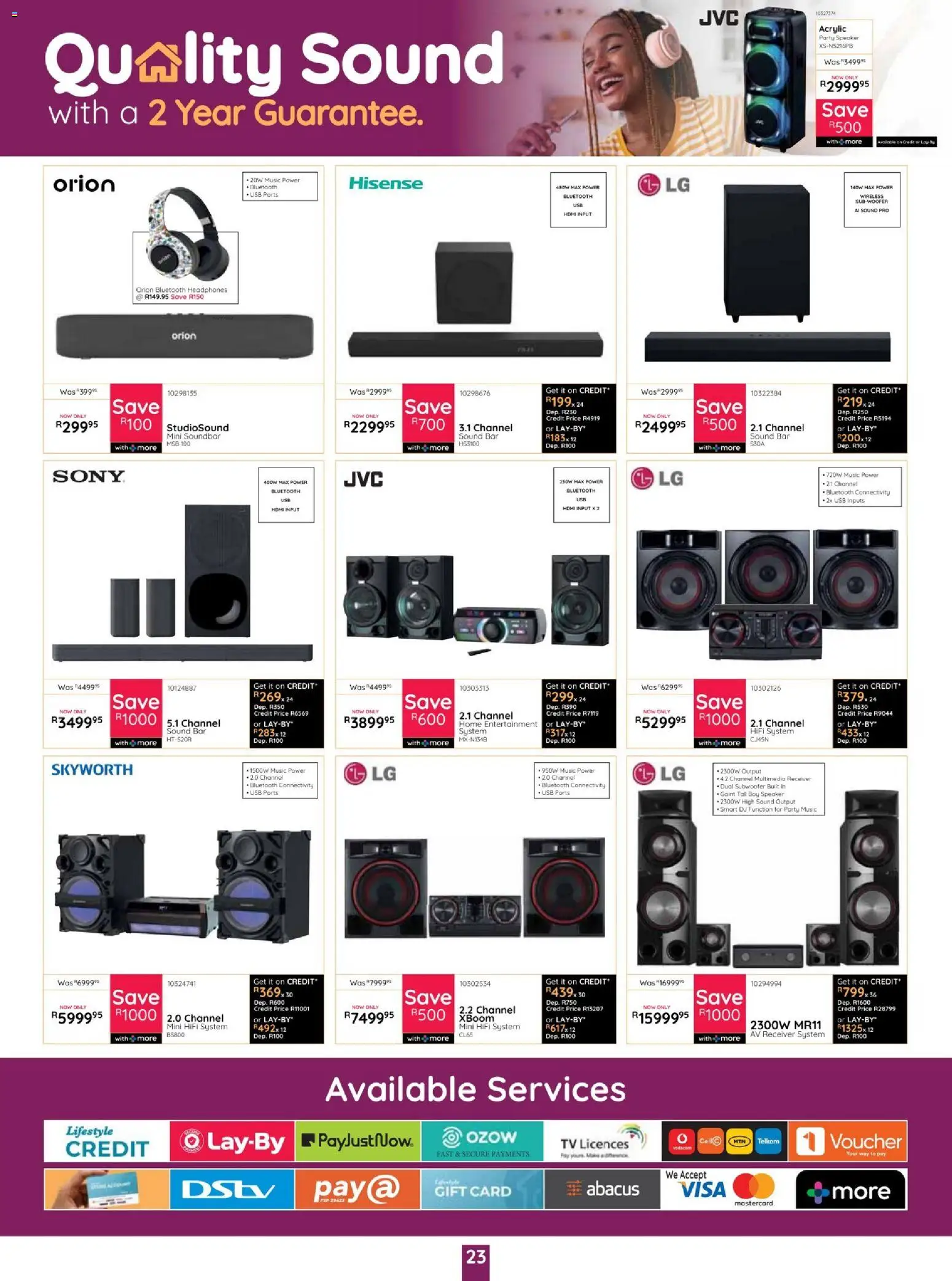 New Bradlows catalogue – valid from 17/09/2026 | Page: 23 | Products: Gift card, Speaker, USB, Soundbar