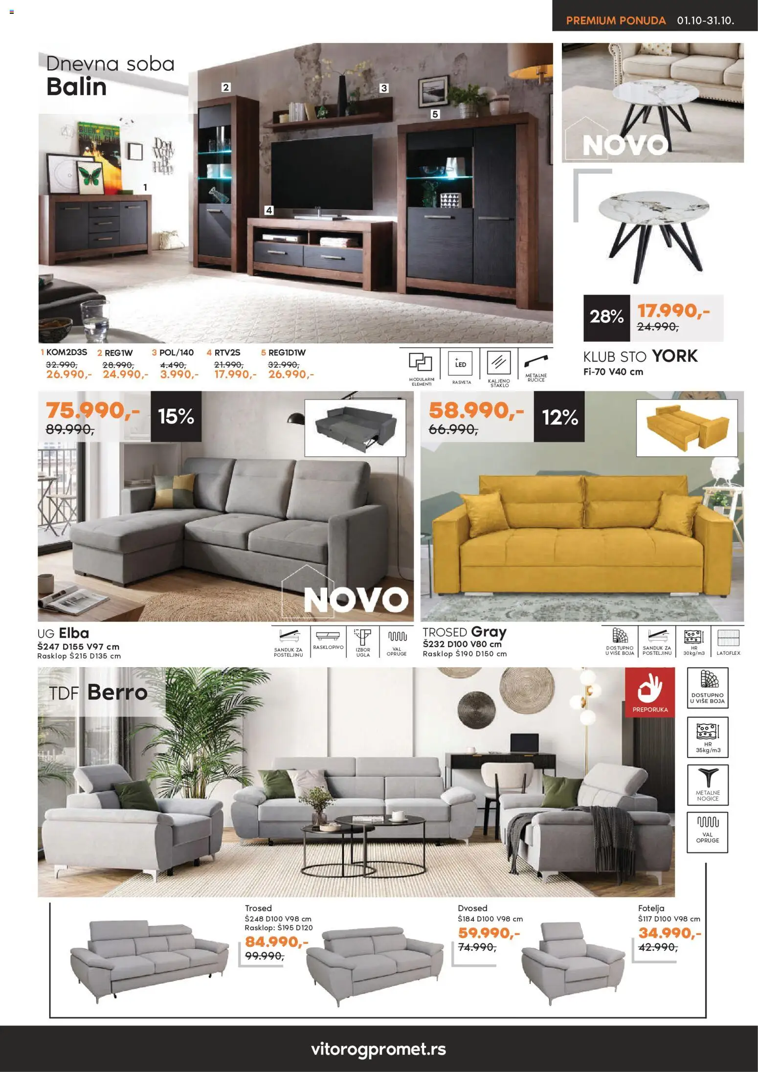 Vitorog katalog - važi od 01.10.2026 | Strana: 3 | Proizvode: Fotelja, Sto, Trosed, Dvosed