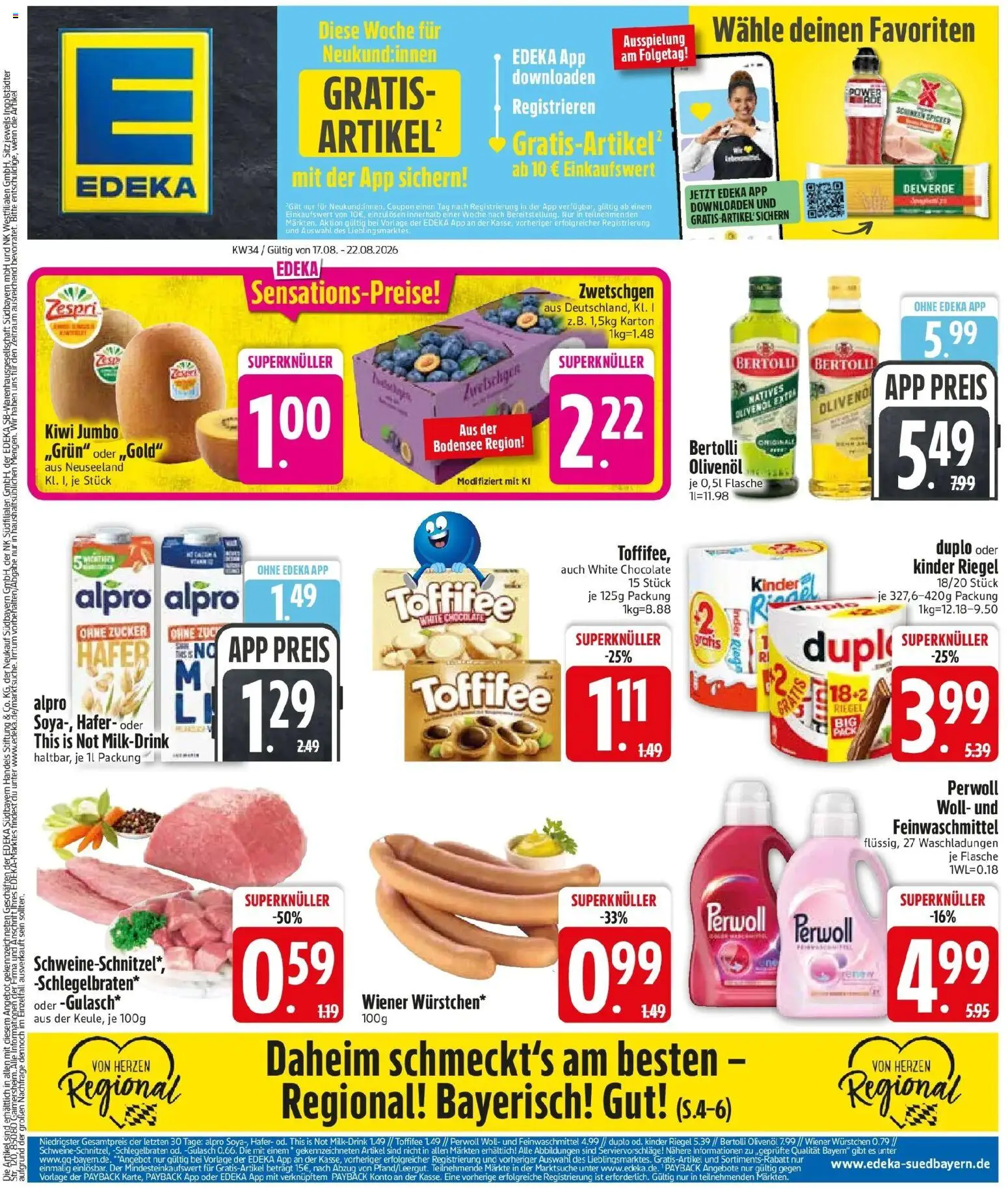 Edeka Prospekt Rötz (ab 17.08.2026) » Angebote Online | Seite: 3 | Produkte: Zwetschgen, Kinder riegel, Alpro, Kiwi