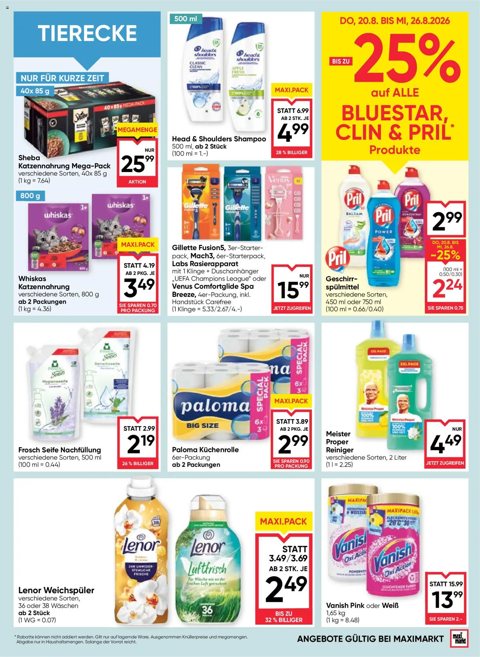 Maximarkt Flugblatt gültig ab 20.08.2026 | Seite: 15 | Produkte: Apple, Shampoo, Seife, Weichspüler