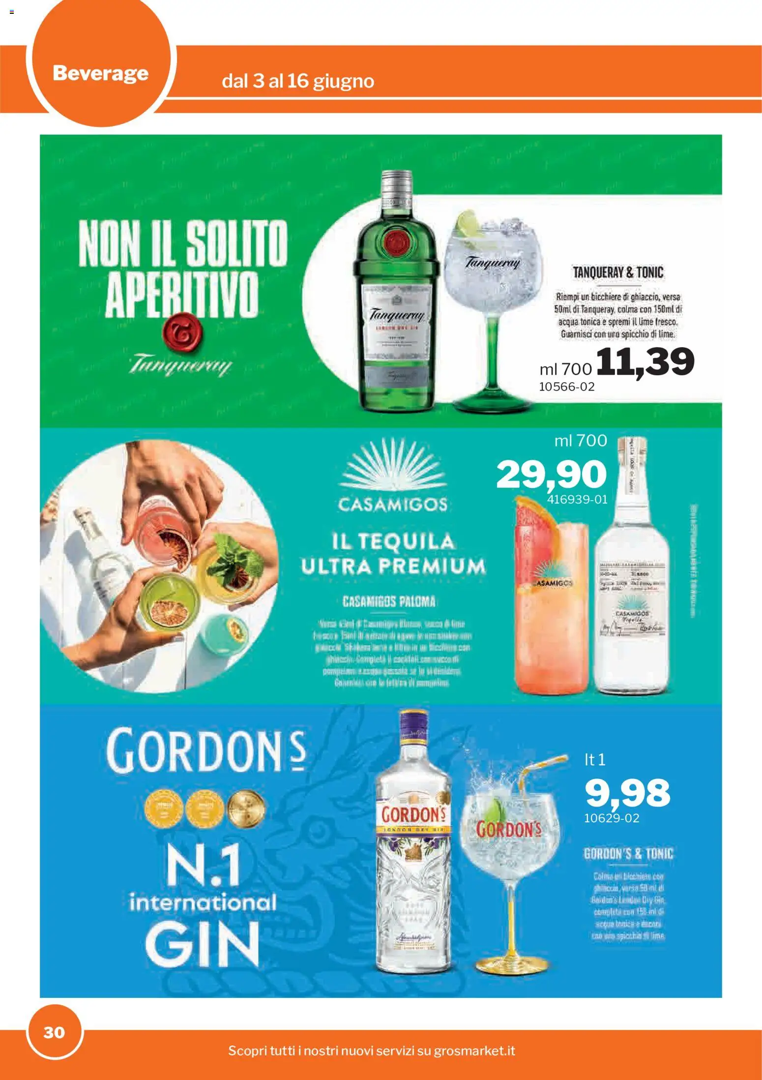 Volantino Sogegross del 03.06.2026 | Pagina: 30 | Prodotti: Acqua tonica, Acqua, Lime, Tequila