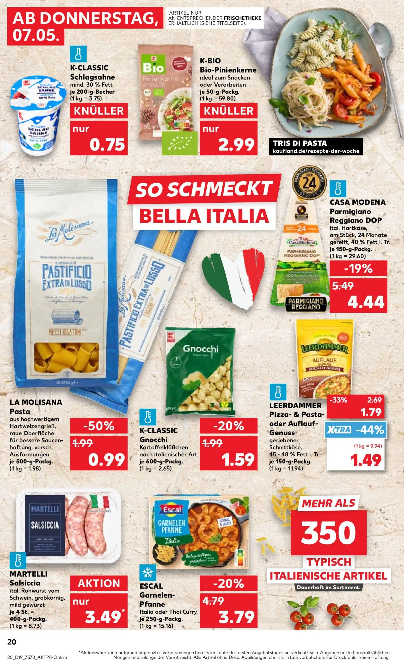 Kaufland Prospekt – gültig ab 07.05.2026 | Seite: 20 | Produkte: Leerdammer, Pasta, Pizza, Sahne